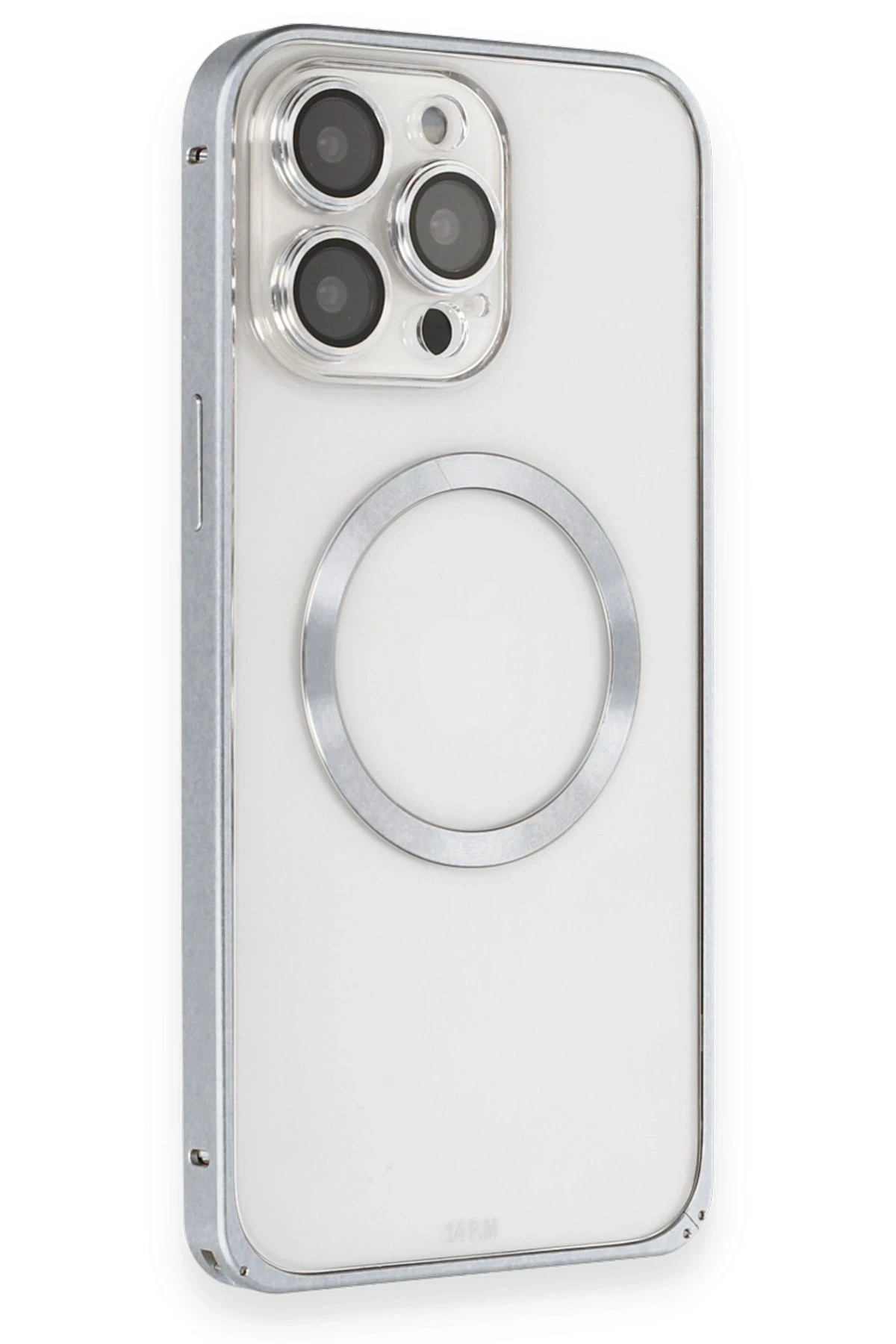 Joko iPhone 15 Pro Max Kılıf Metal Bumper Magneticsafe Kapak - Gri