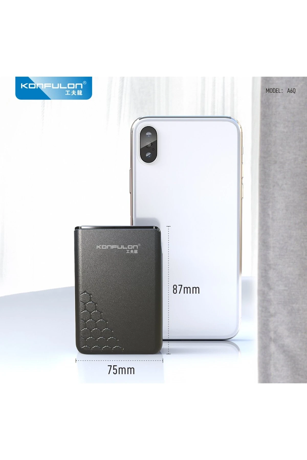 Konfulon A6Q 22.5W Usb 3.0 ve 20W Type-C Çıkışlı 10.000 mAh PD Powerbank - Siyah — görsel 5
