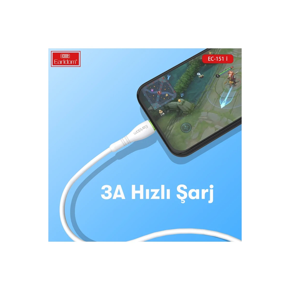 Earldom EC-151i PD 20W Type-C to Lightning 1M Hızlı Şarj Kablosu - Beyaz