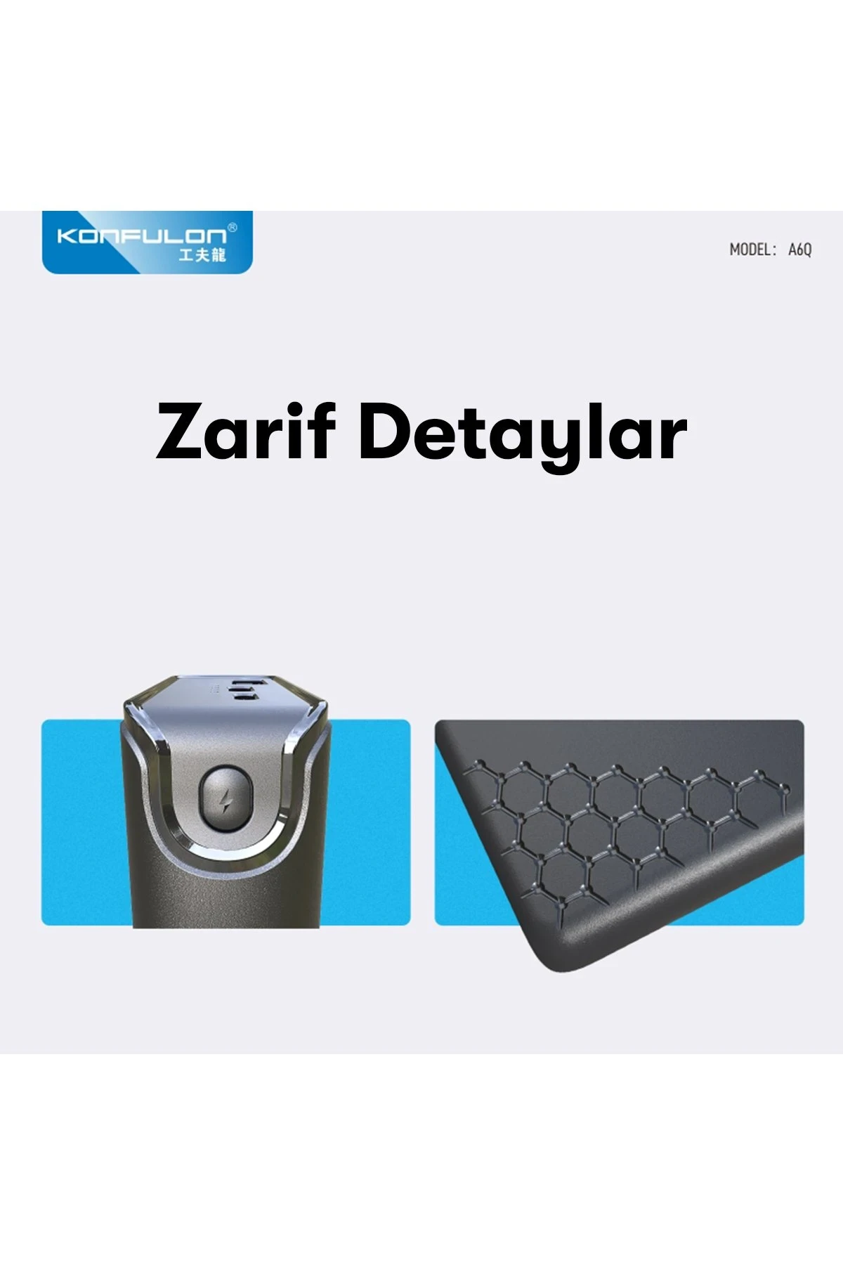 Konfulon A6Q 22.5W Usb 3.0 ve 20W Type-C Çıkışlı 10.000 mAh PD Powerbank - Siyah — görsel 8