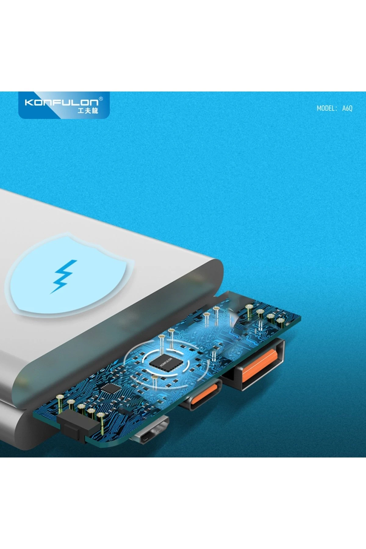 Konfulon A6Q 22.5W Usb 3.0 ve 20W Type-C Çıkışlı 10.000 mAh PD Powerbank - Siyah — görsel 9
