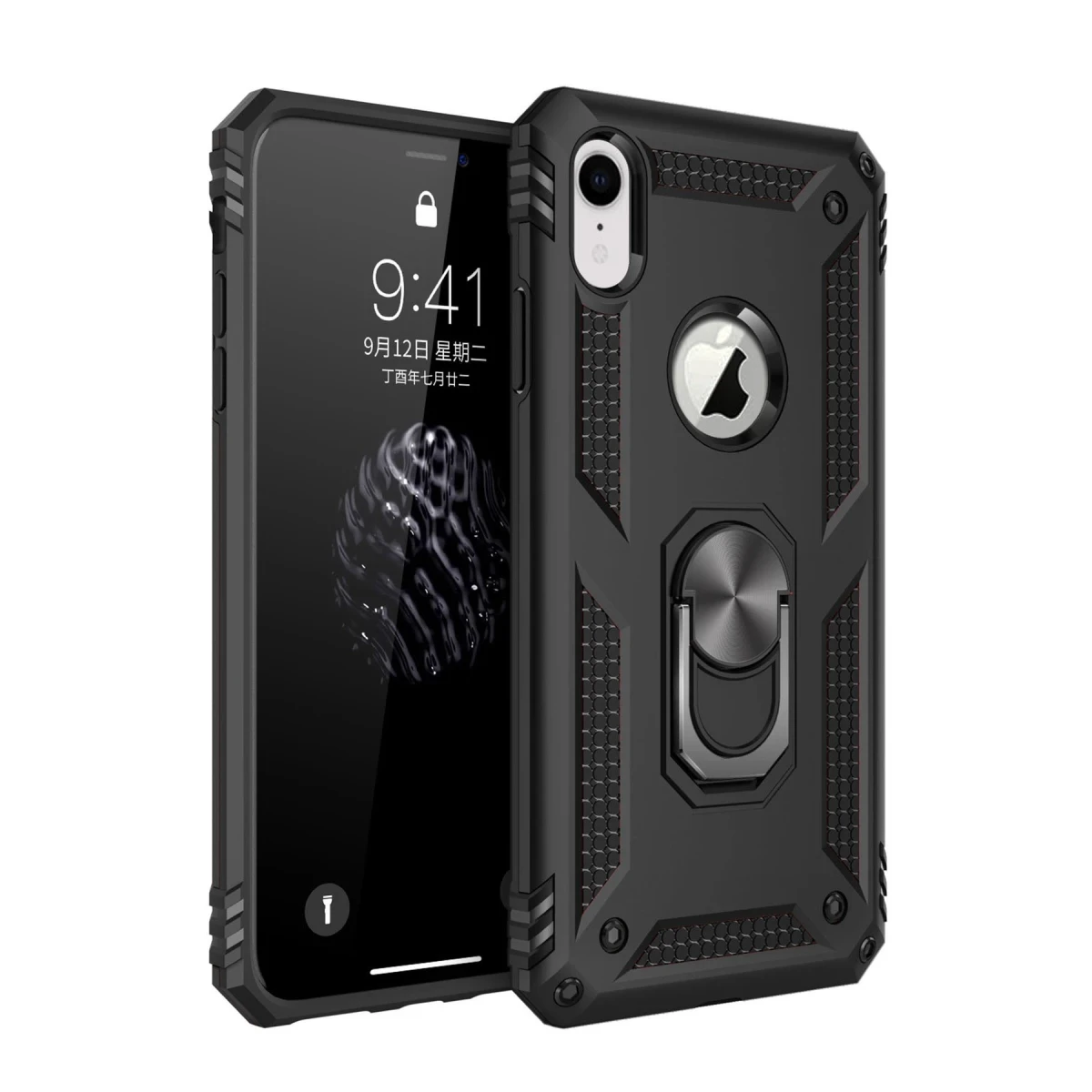 Newface Apple iPhone XR Kılıf Sofya Yüzüklü Silikon Kapak - Siyah — görsel 2