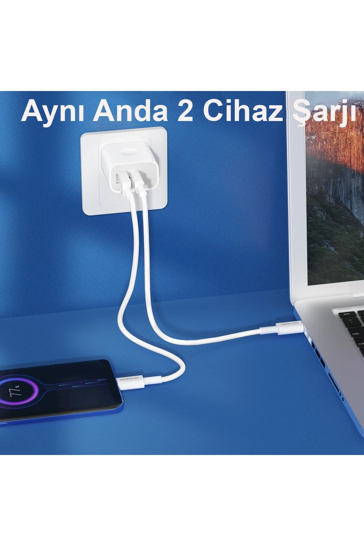 Konfulon C69Q 1 Adet 20W Type-C ve 1 Adet 18W Usb 3.0 Çıkışlı PD Şarj Cihazı — görsel 5