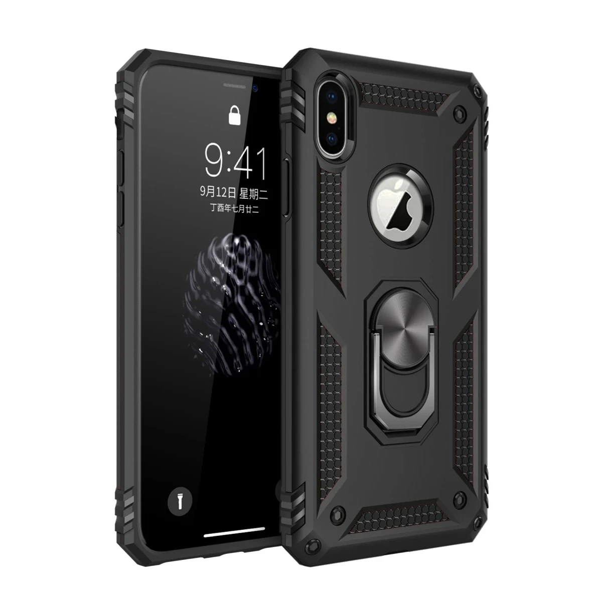 Newface Apple iPhone XS Max Kılıf Sofya Yüzüklü Silikon Kapak - Siyah — görsel 2
