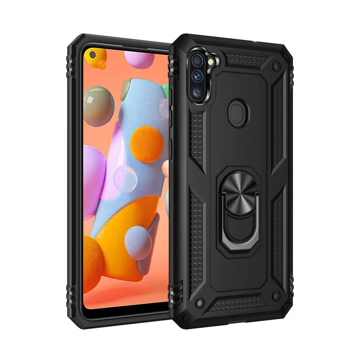 Newface Samsung Galaxy A11 Kılıf Sofya Yüzüklü Silikon Kapak - Siyah — görsel 2
