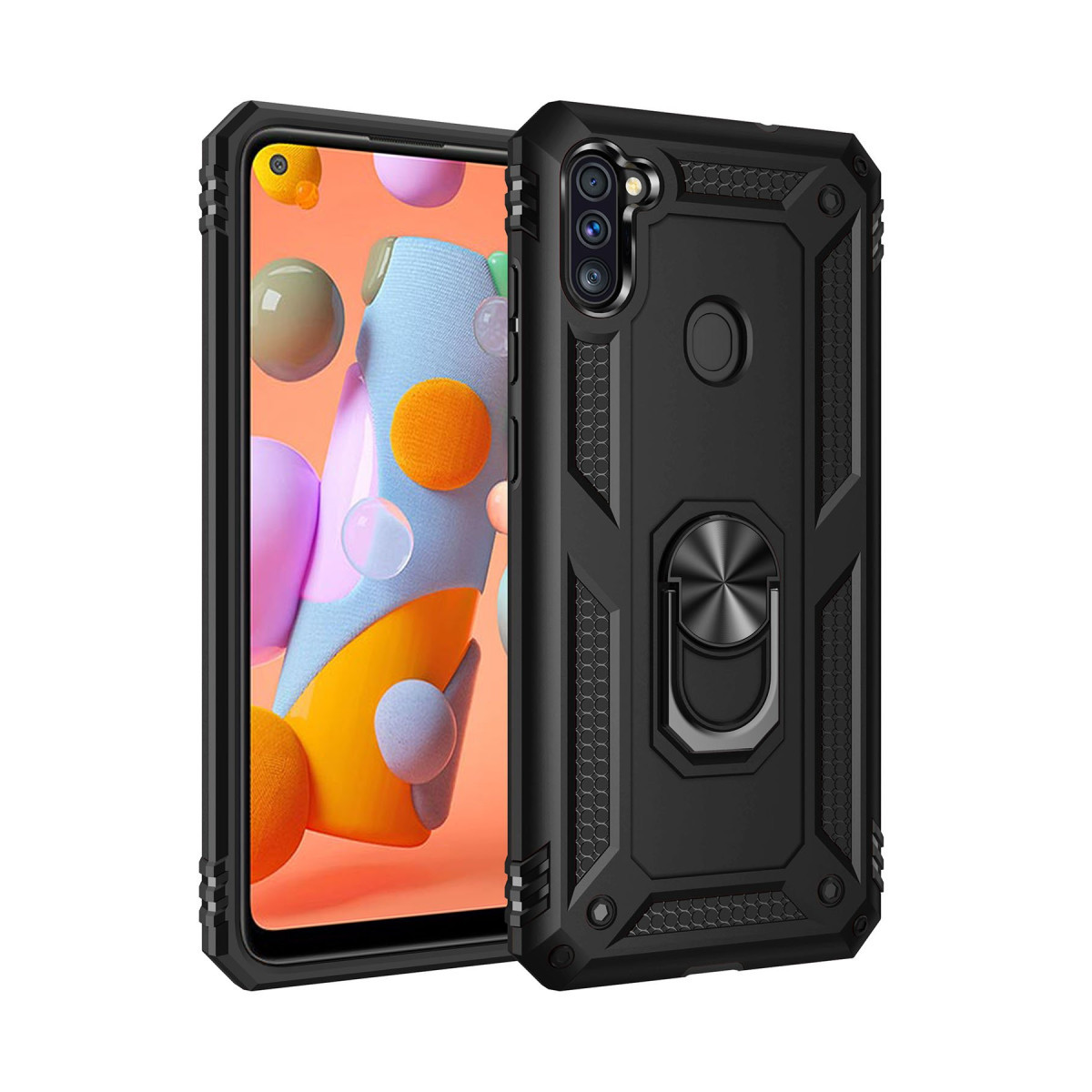 Newface Samsung Galaxy A11 Kılıf Sofya Yüzüklü Silikon Kapak - Siyah — görsel 3