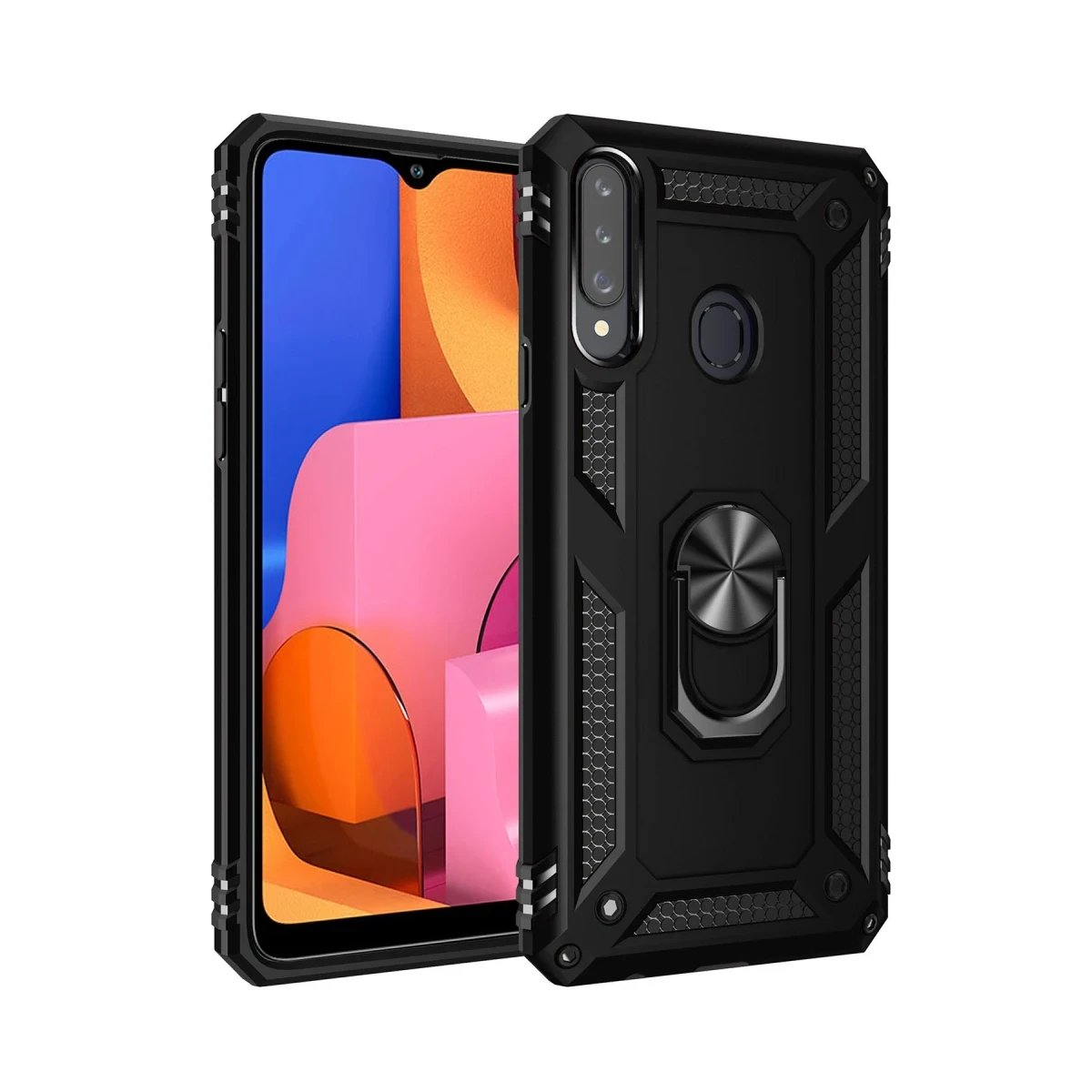 Newface Samsung Galaxy A20S Kılıf Sofya Yüzüklü Silikon Kapak - Siyah — görsel 2