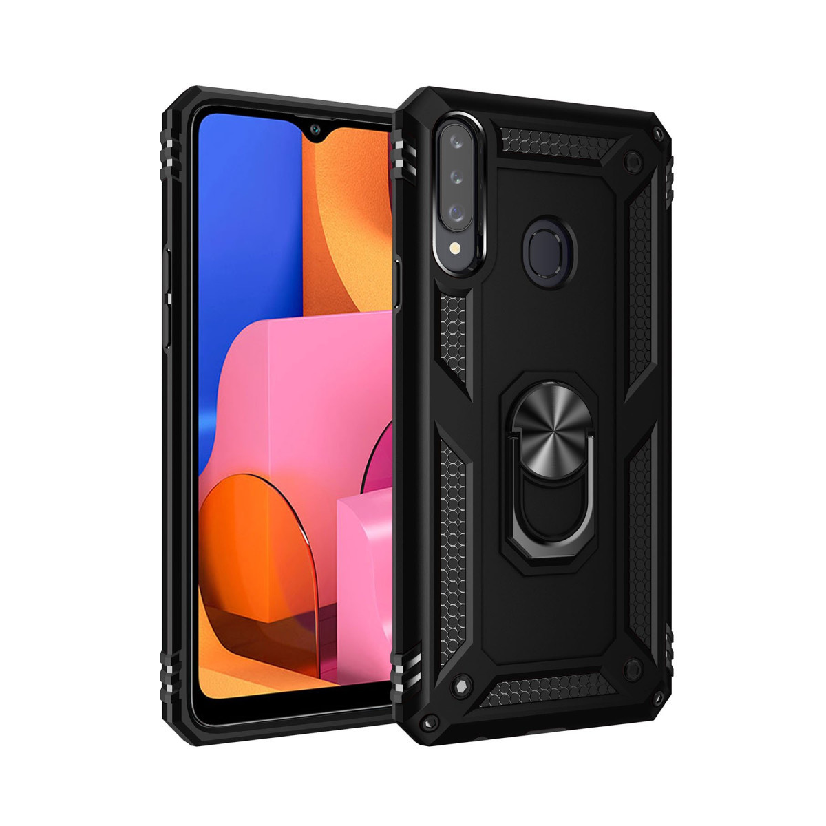 Newface Samsung Galaxy A20S Kılıf Sofya Yüzüklü Silikon Kapak - Siyah — görsel 3