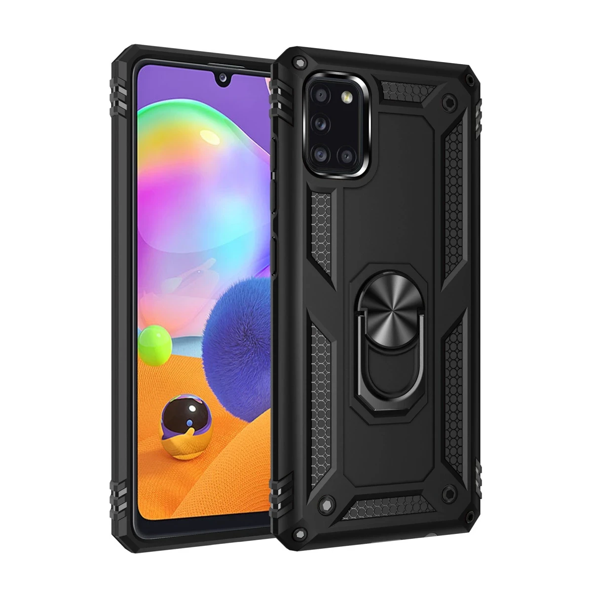 Newface Samsung Galaxy A31 Kılıf Sofya Yüzüklü Silikon Kapak - Siyah — görsel 2