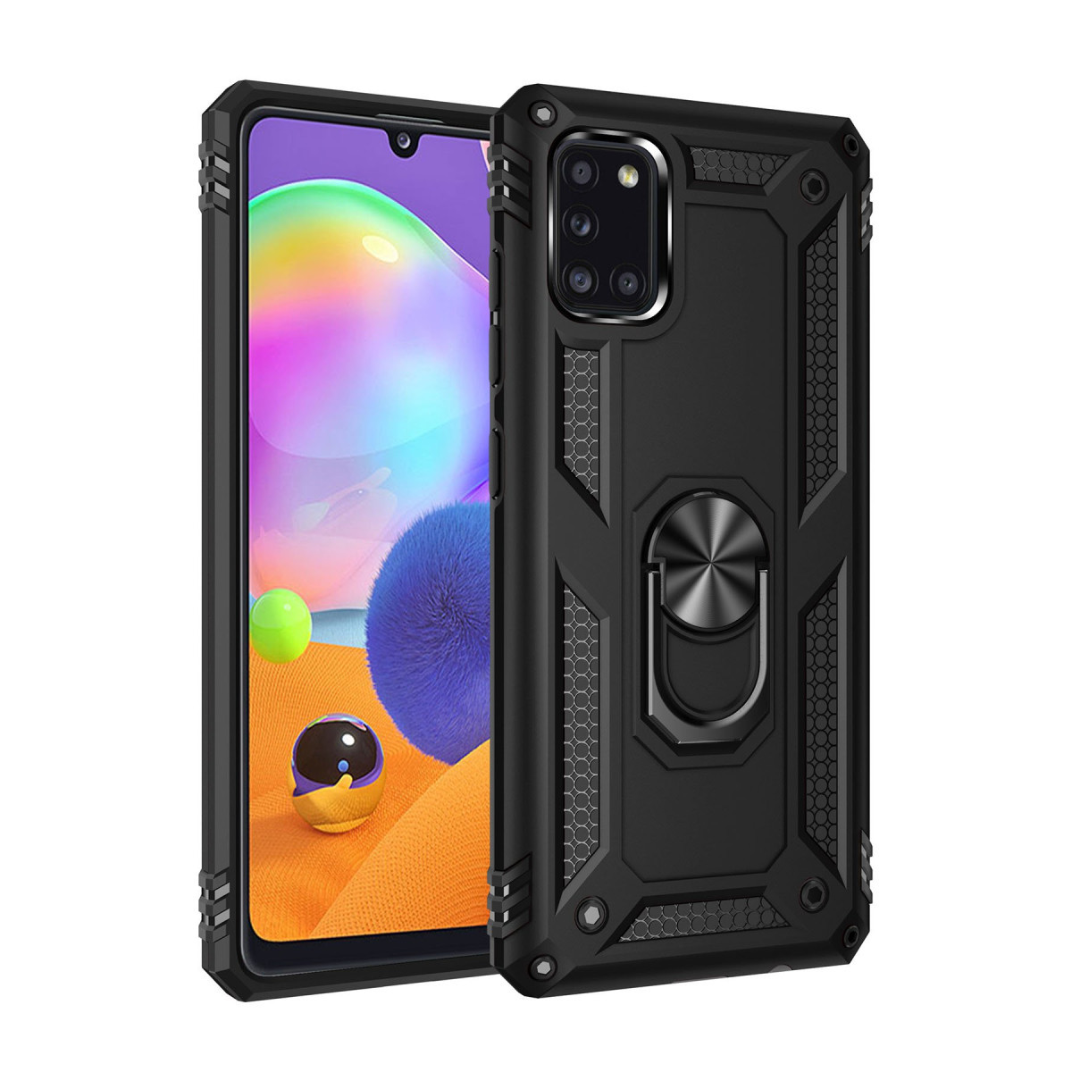 Newface Samsung Galaxy A31 Kılıf Sofya Yüzüklü Silikon Kapak - Siyah — görsel 3