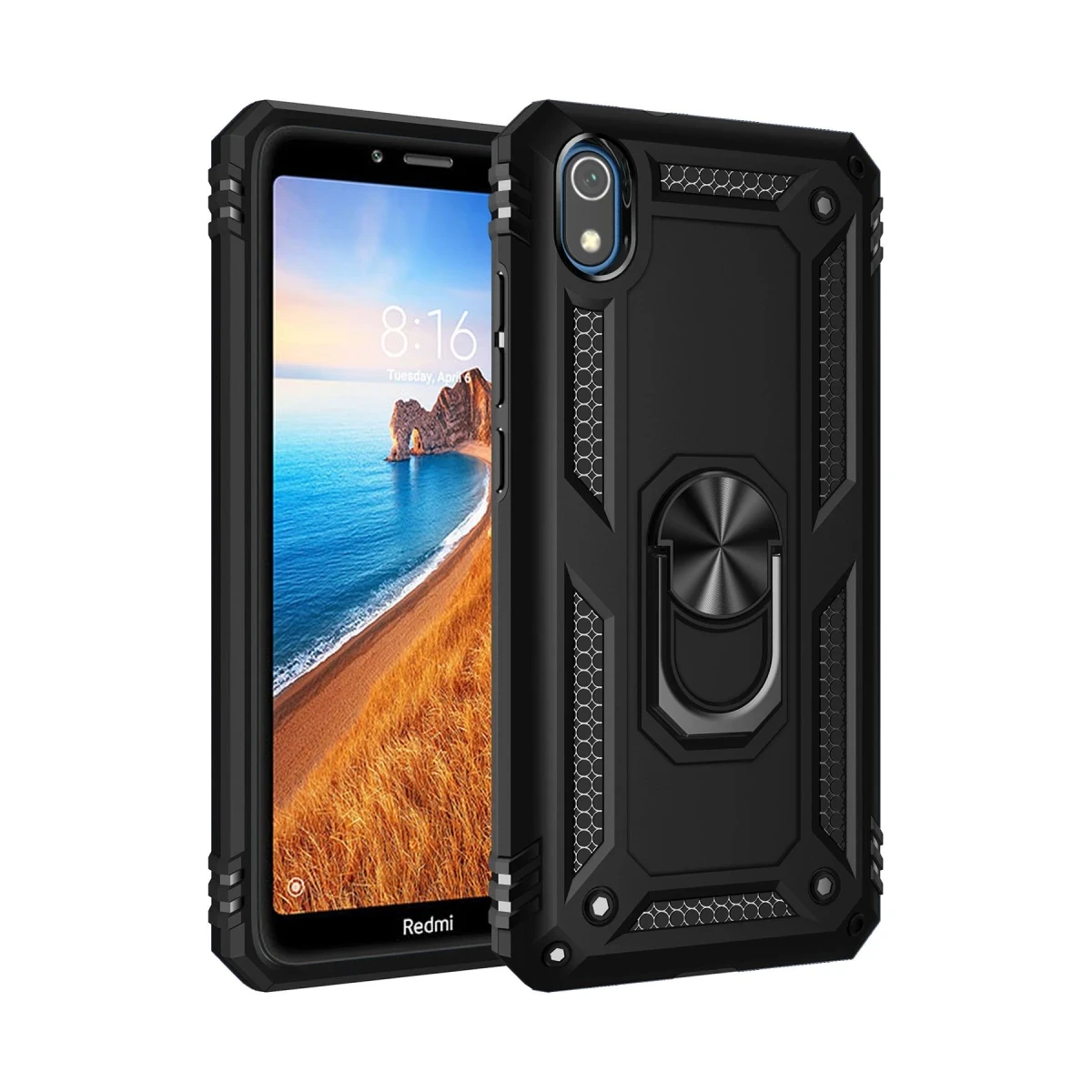 Newface Xiaomi Redmi 7A Kılıf Sofya Yüzüklü Silikon Kapak - Siyah — görsel 2