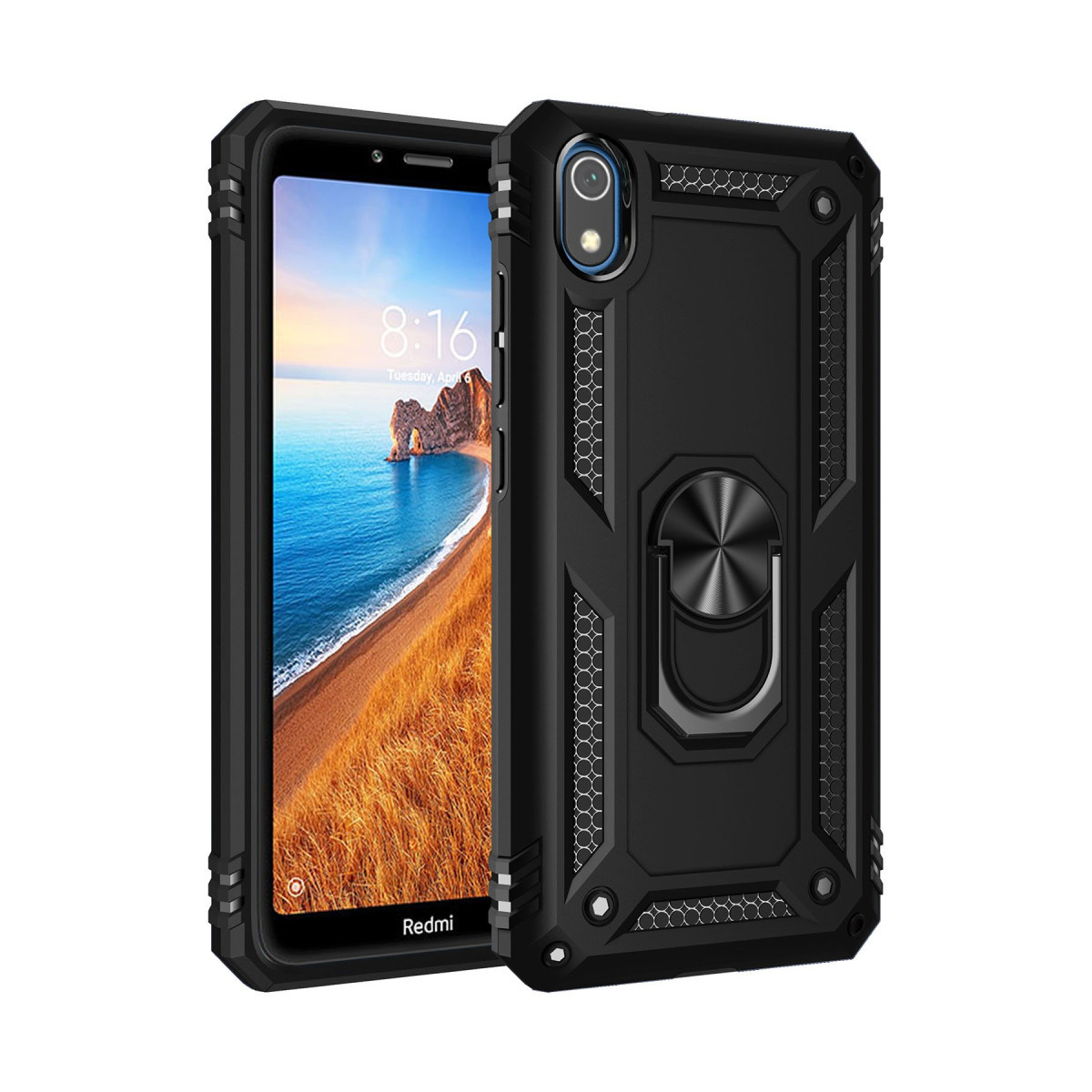 Newface Xiaomi Redmi 7A Kılıf Sofya Yüzüklü Silikon Kapak - Siyah — görsel 3
