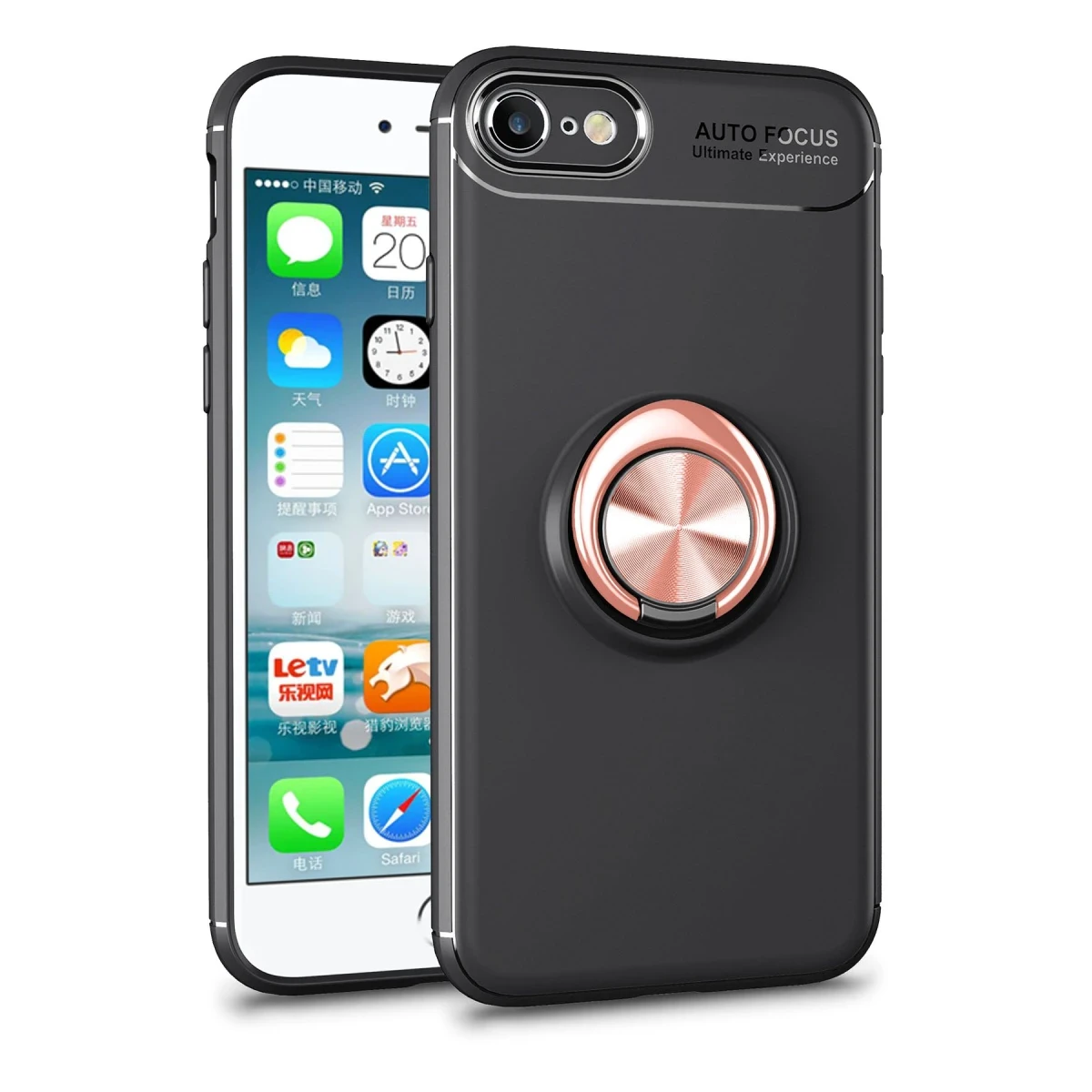 Newface Apple iPhone 7 Kılıf Range Yüzüklü Silikon - Siyah-Gold — görsel 5