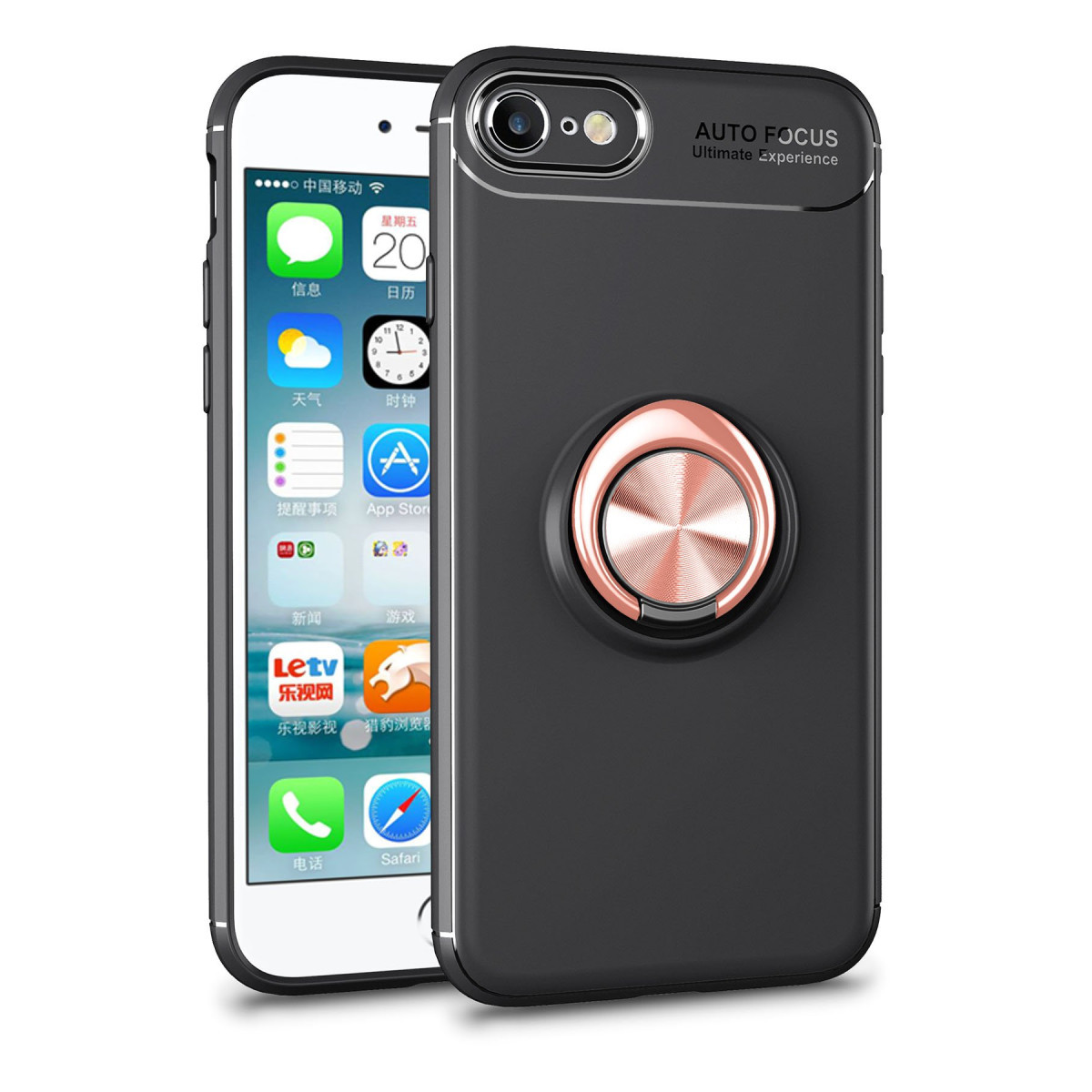Newface Apple iPhone 7 Kılıf Range Yüzüklü Silikon - Siyah-Gold — görsel 9
