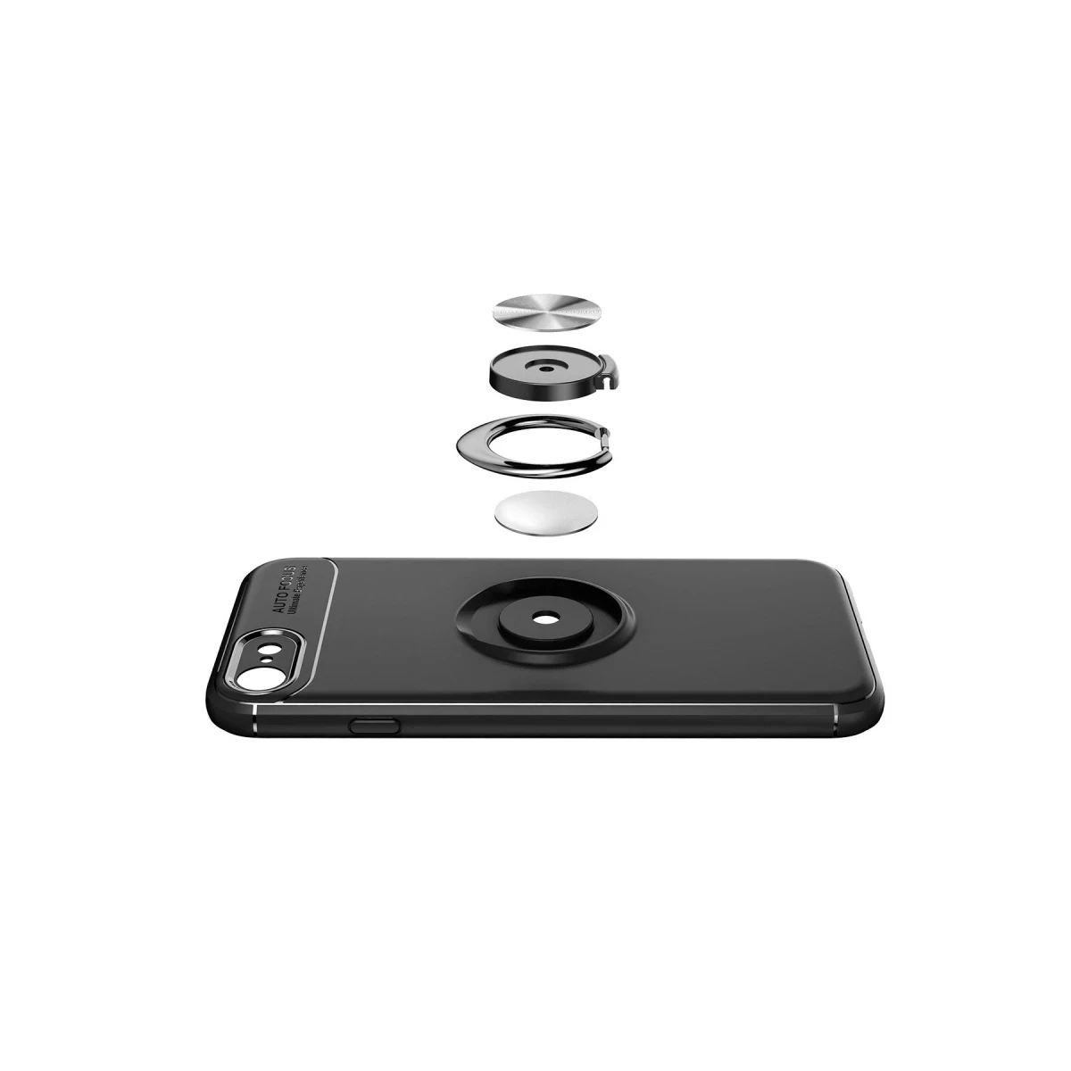 Newface Apple iPhone 7 Kılıf Range Yüzüklü Silikon - Siyah-Gold — görsel 7
