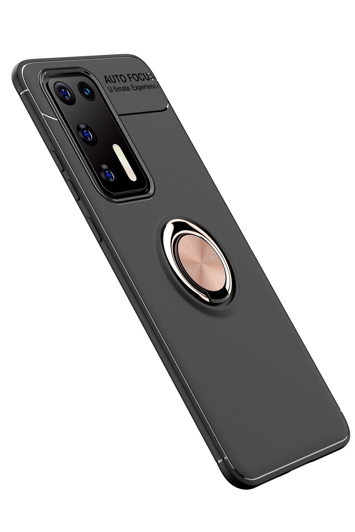 Newface Huawei P40 Kılıf Range Yüzüklü Silikon - Siyah-Gold