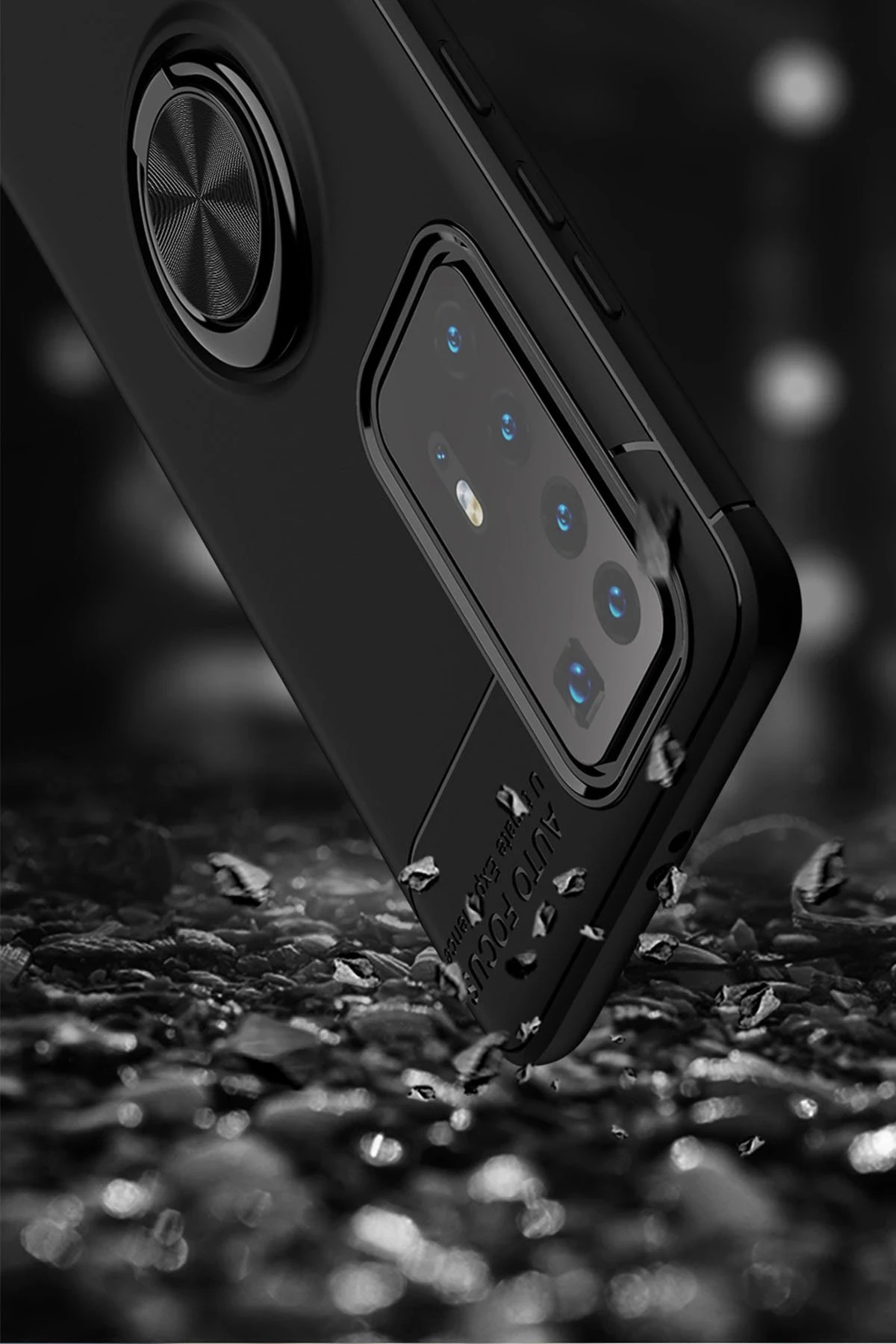 Newface Huawei P40 Pro Kılıf Range Yüzüklü Silikon - Siyah
