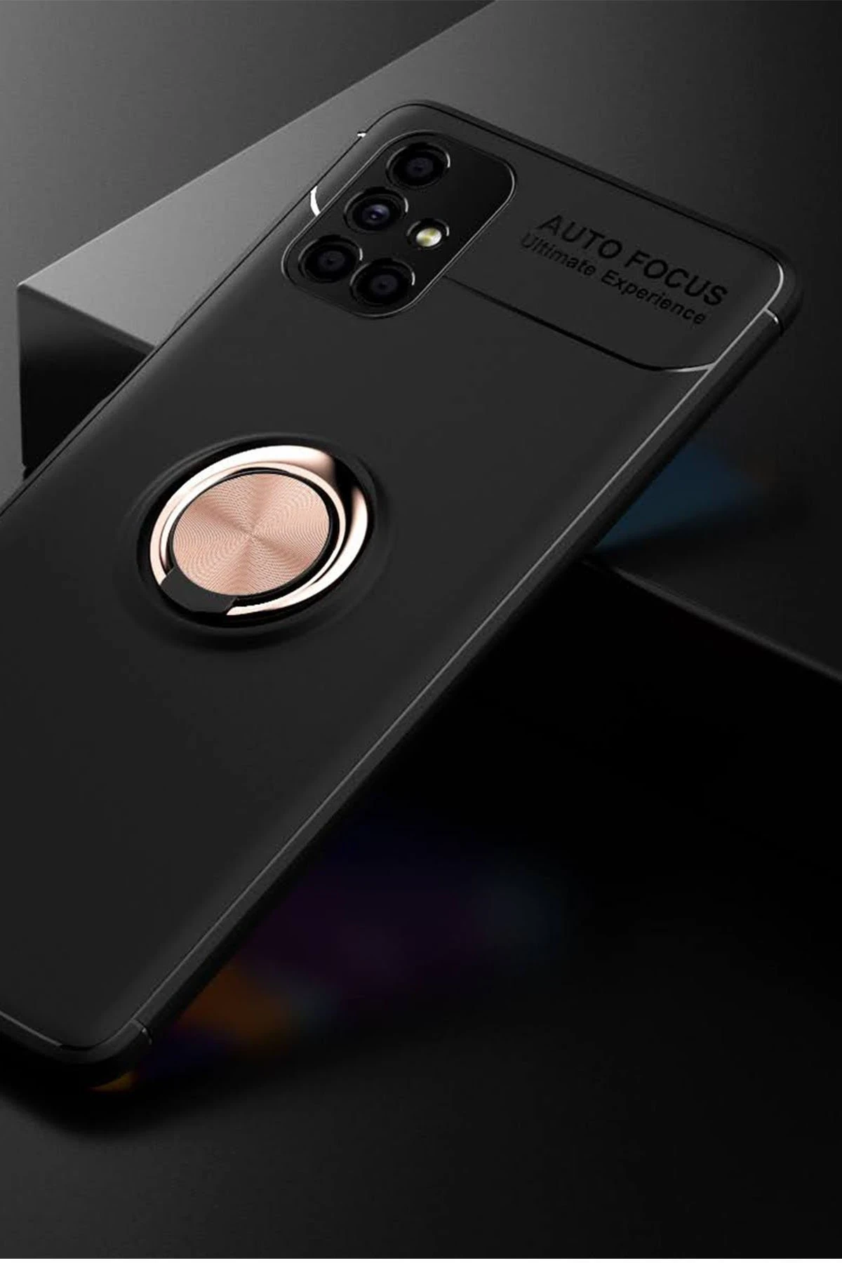 Newface Samsung Galaxy M51 Kılıf Range Yüzüklü Silikon - Siyah-Gold