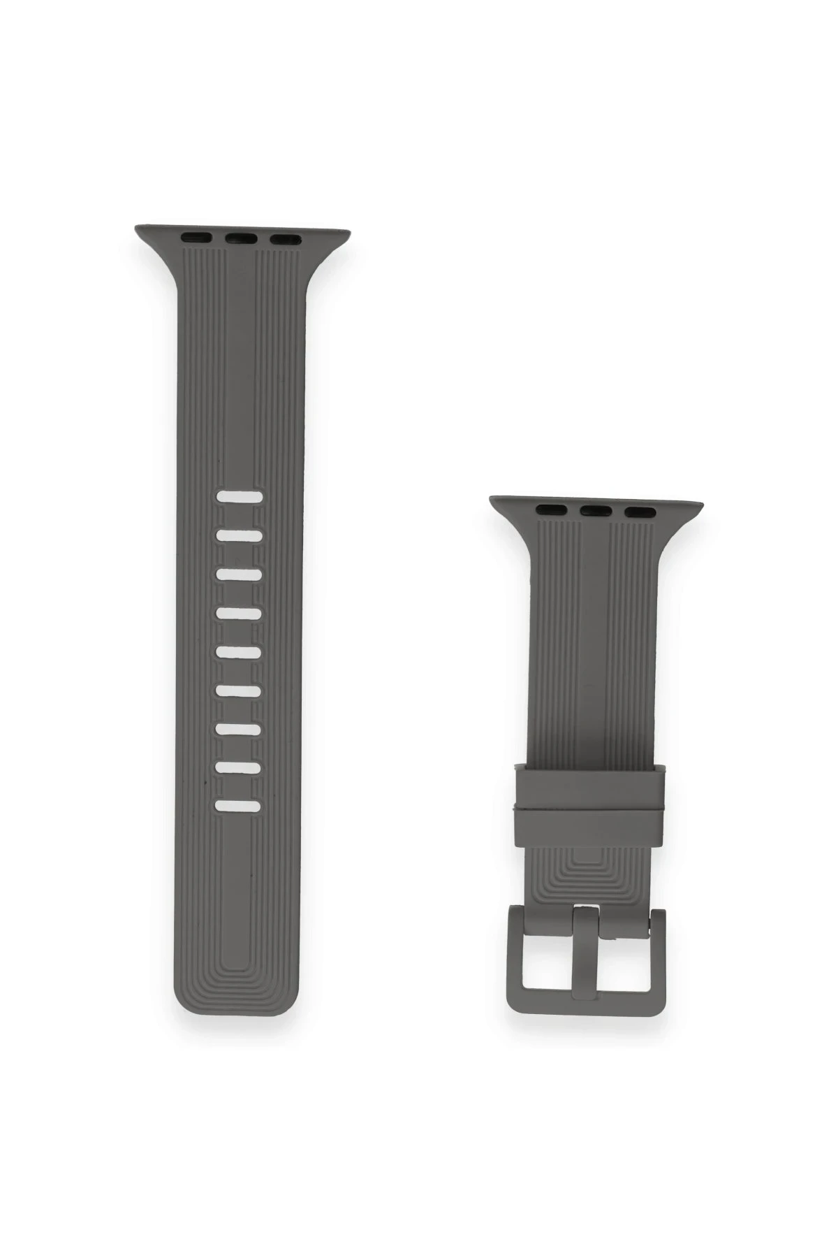 Newface Apple Watch 38mm KR408 Çizgili Silikon Kordon - Koyu Gri
