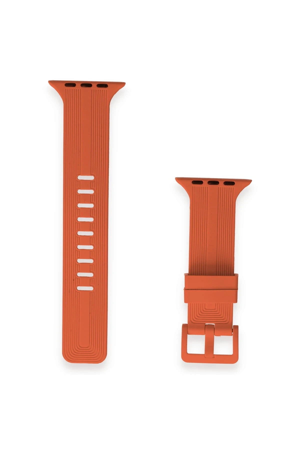 Newface Apple Watch 38mm KR408 Çizgili Silikon Kordon - Turuncu