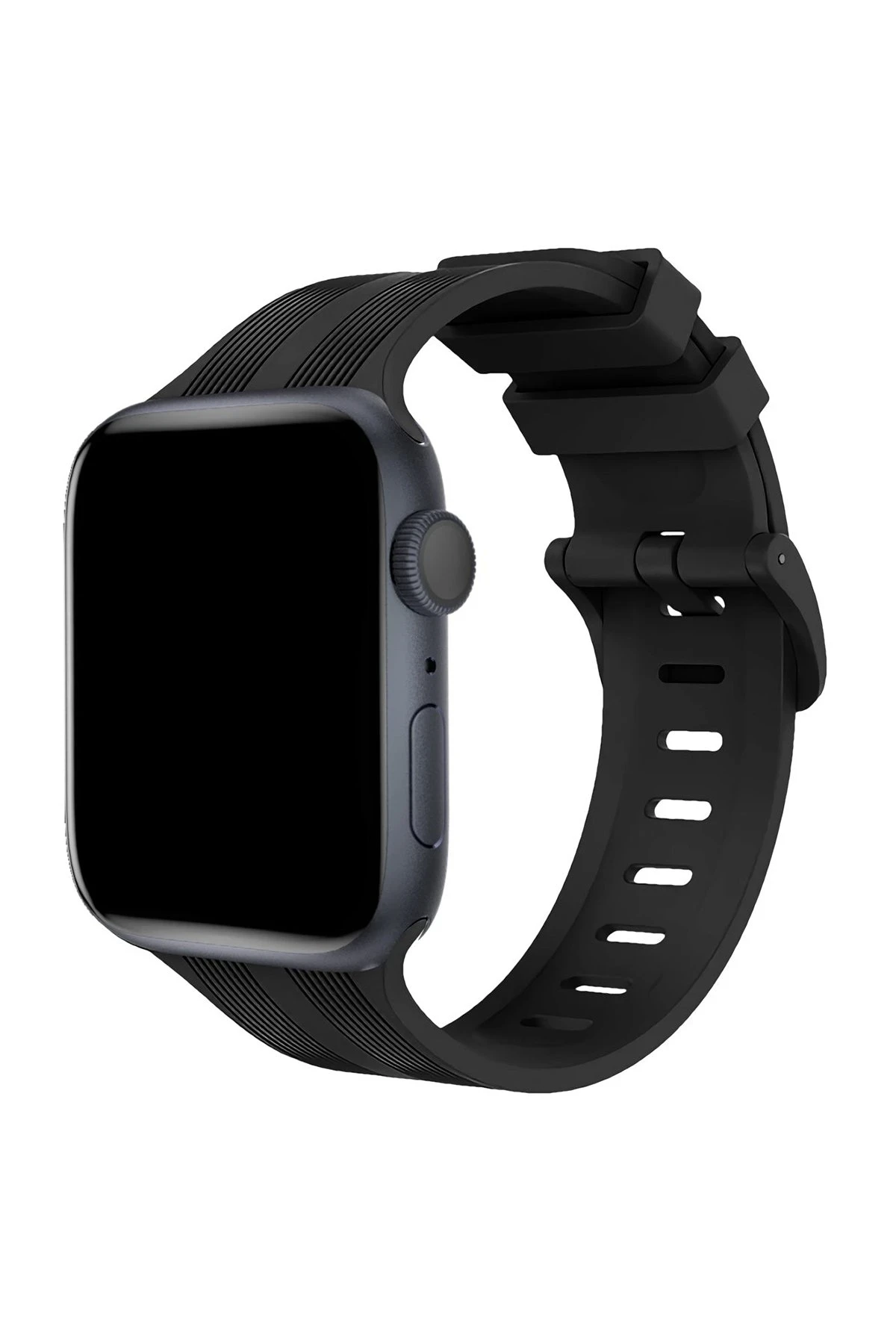 Newface Apple Watch 42mm KR408 Çizgili Silikon Kordon - Siyah