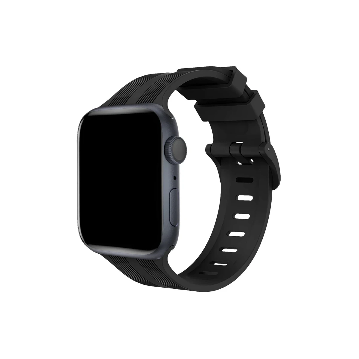 Newface Apple Watch 42mm KR408 Çizgili Silikon Kordon - Siyah — görsel 4