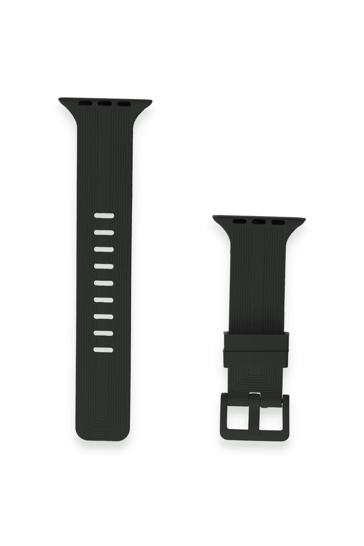 Newface Apple Watch 42mm KR408 Çizgili Silikon Kordon - Siyah — görsel 2