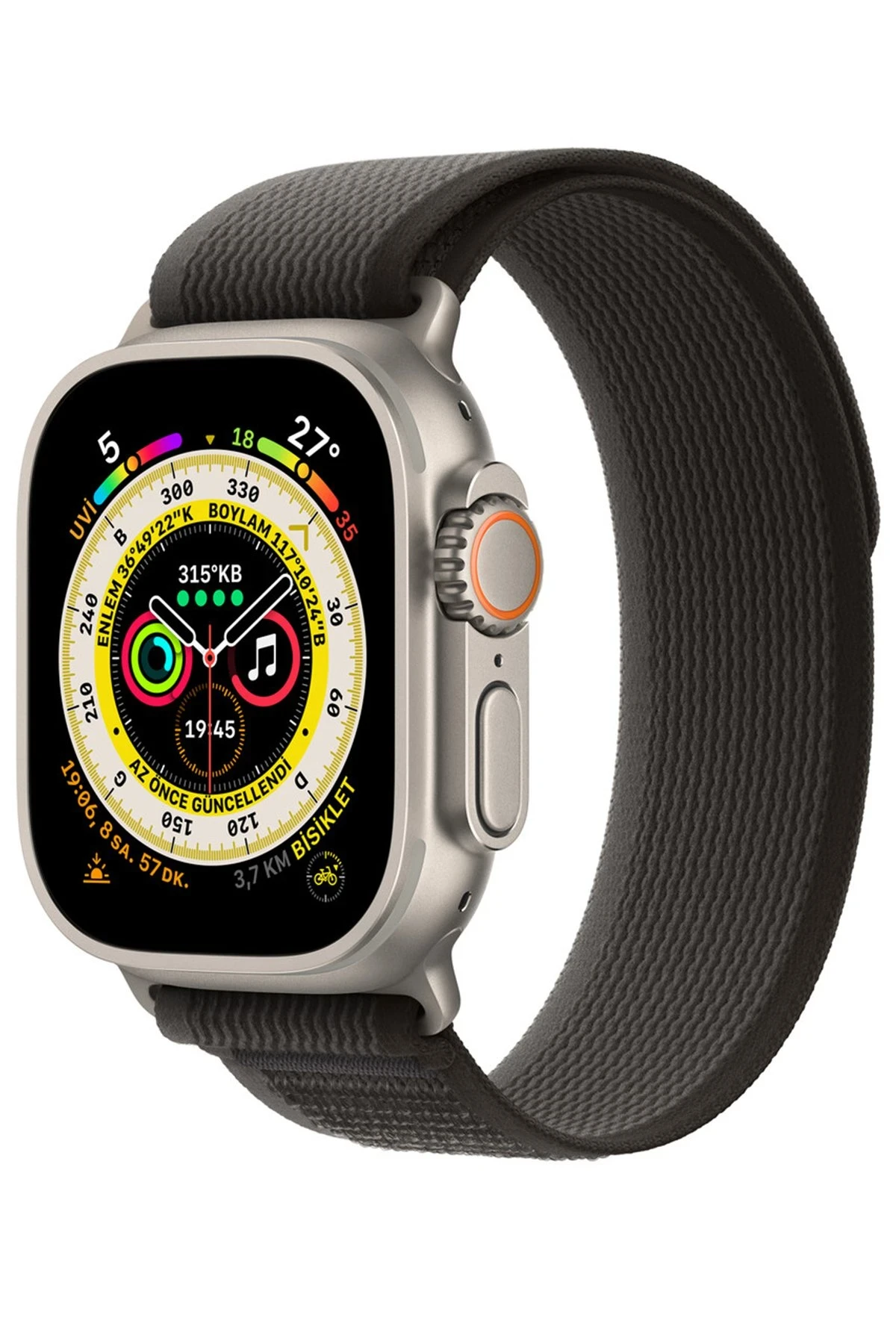 Newface Apple Watch 42mm Trail Kordon - Siyah-Gri