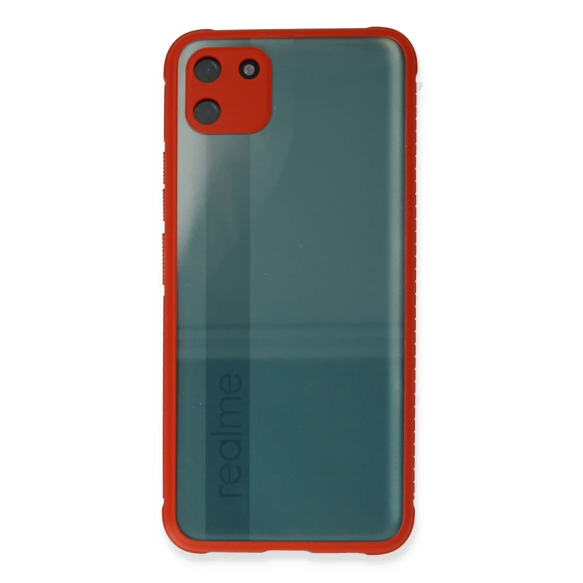 Newface Realme C11 Kılıf Miami Şeffaf Silikon - Kırmızı — görsel 5