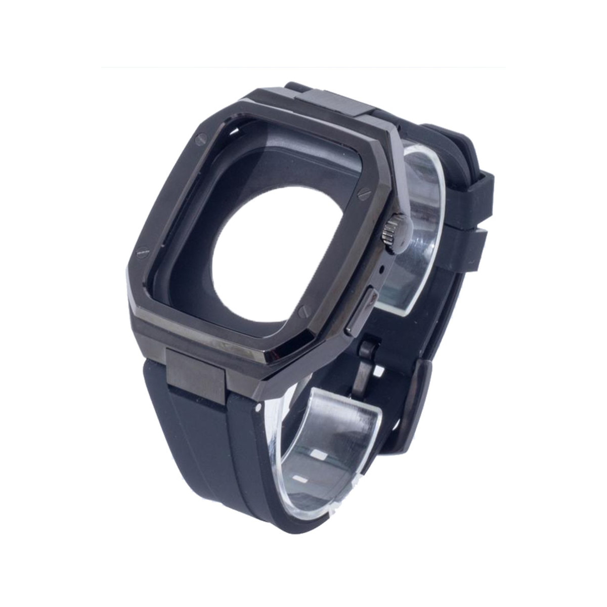 Newface Apple Watch 45mm KR402 Metal Kasa Silikon Kordon - Siyah — görsel 3