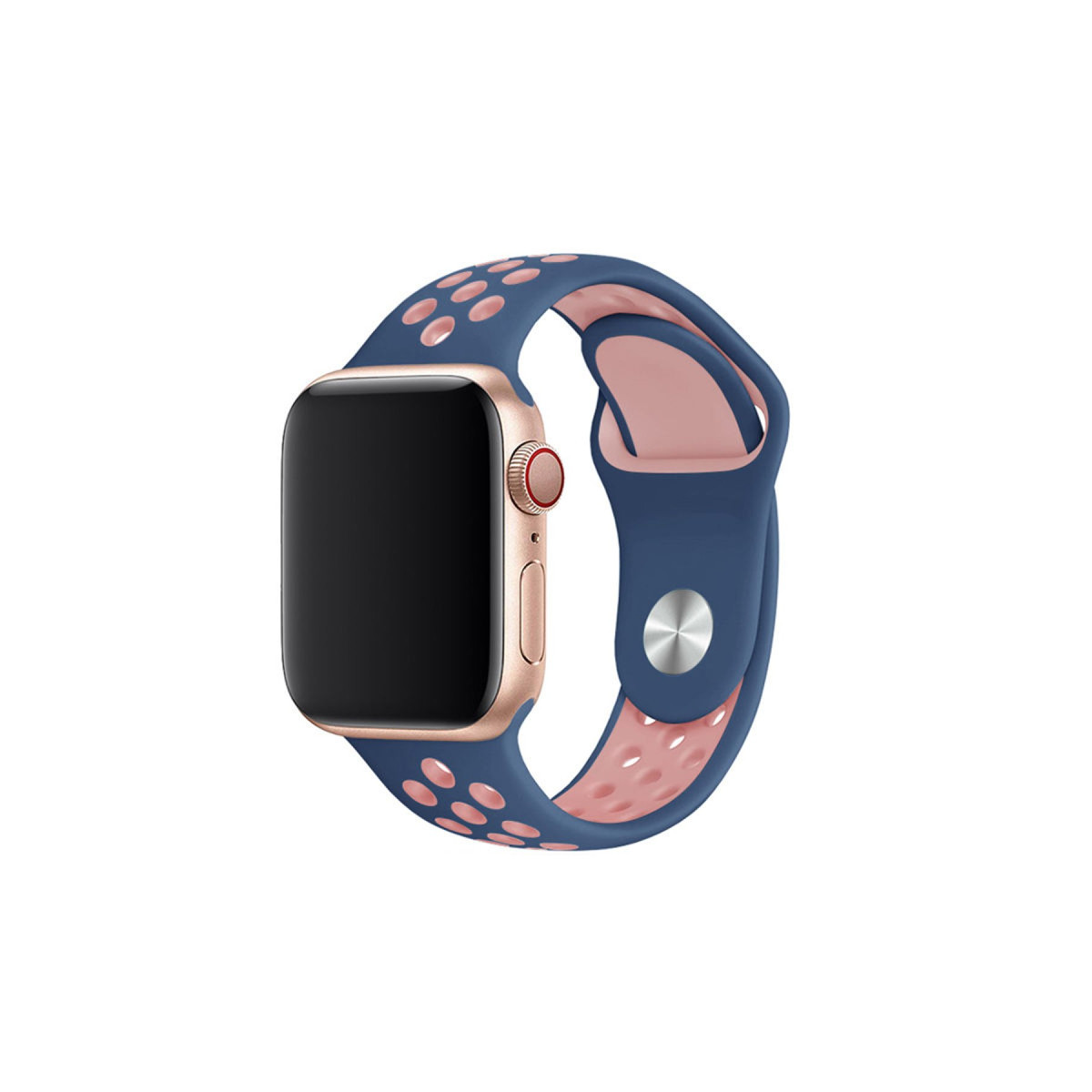 Newface Apple Watch 42mm Spor Delikli Kordon - Lacivert-Pembe — görsel 3