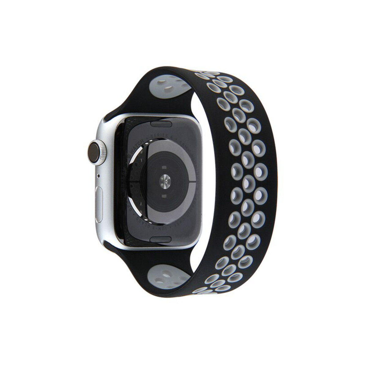 Newface Apple Watch 42mm Ayarlı Delikli Silikon Kordon - Siyah-Gri — görsel 3