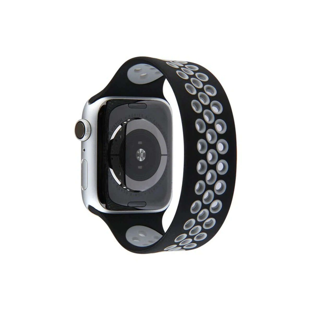 Newface Apple Watch 38mm Ayarlı Delikli Silikon Kordon - Siyah-Gri — görsel 2