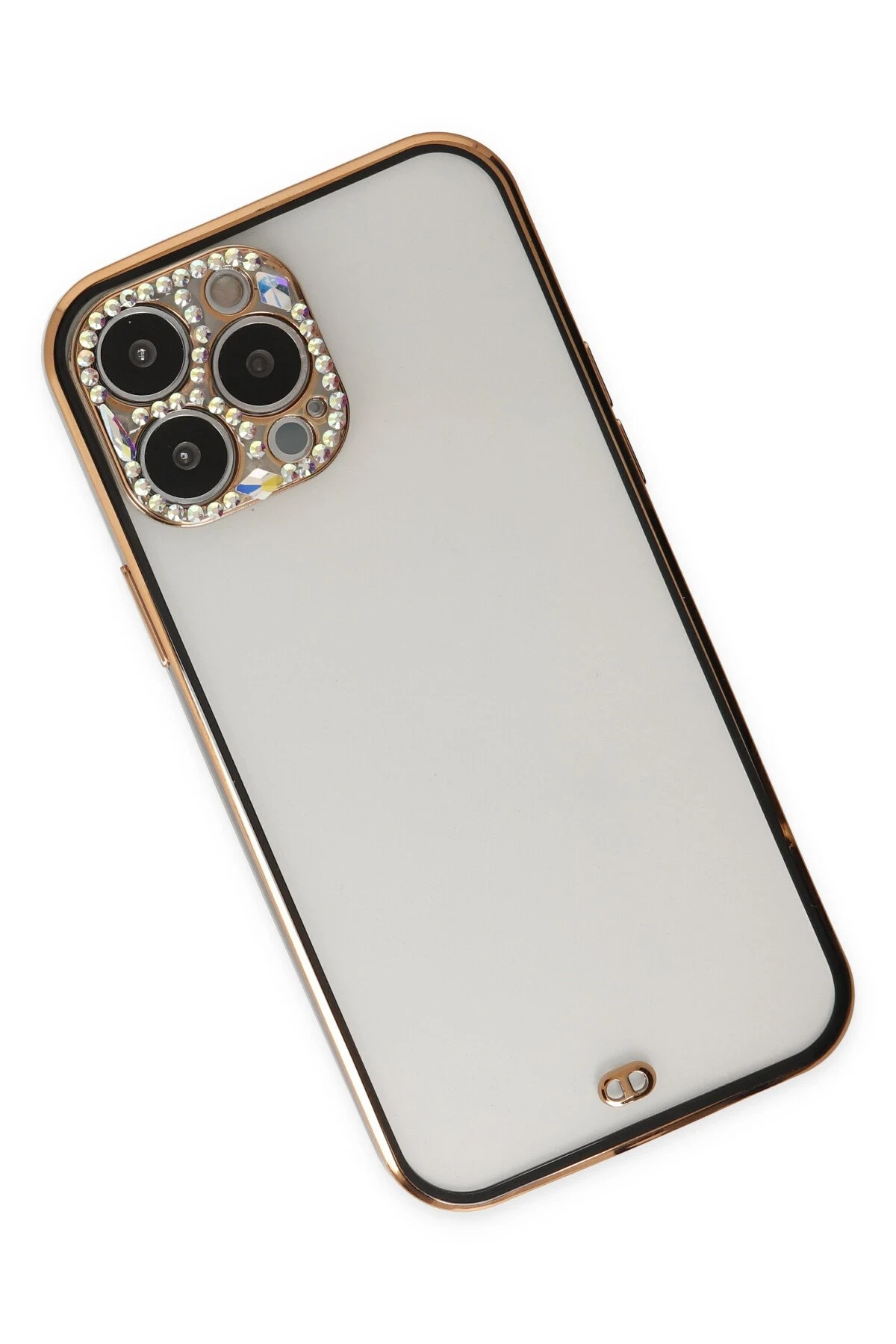 Newface Apple iPhone 13 Pro Max Kılıf Liva Taşlı Silikon - Siyah — görsel 2