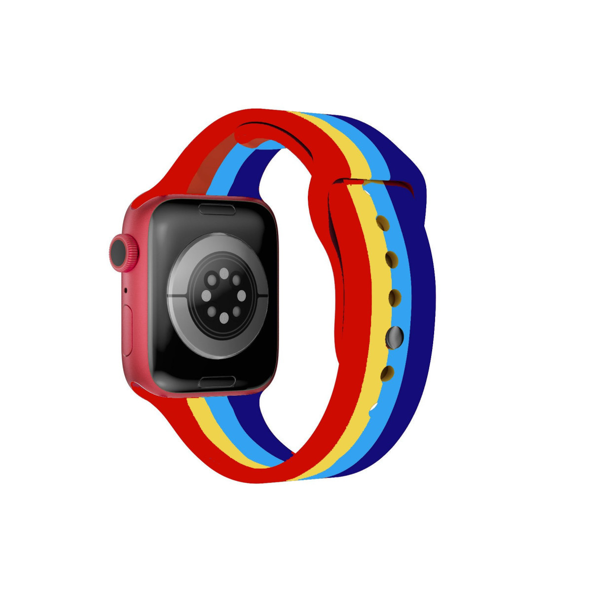 Newface Apple Watch 38mm Gökkuşağı Org Kordon - Kırmızı-Mavi — görsel 5