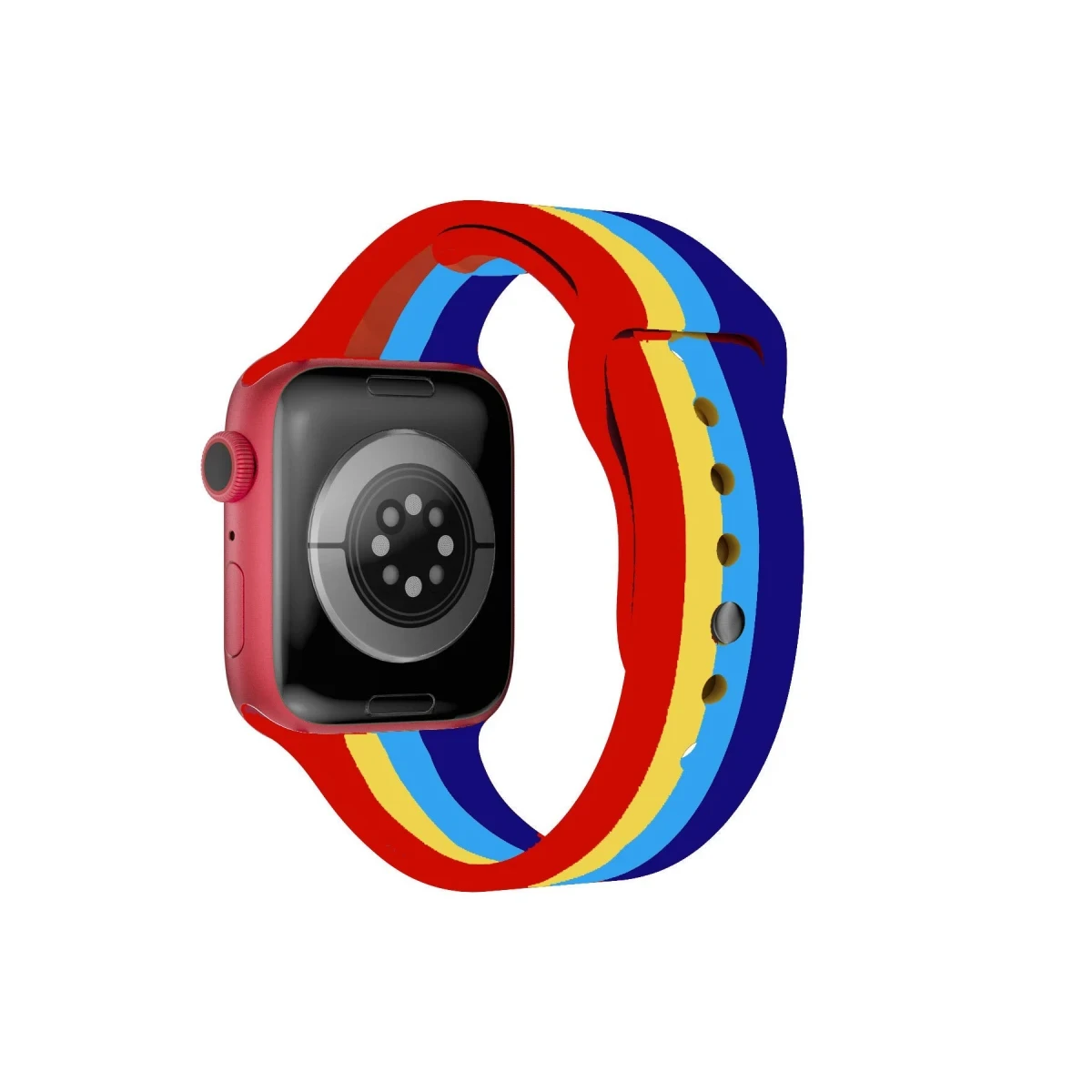 Newface Apple Watch 42mm Gökkuşağı Org Kordon - Kırmızı-Mavi — görsel 3
