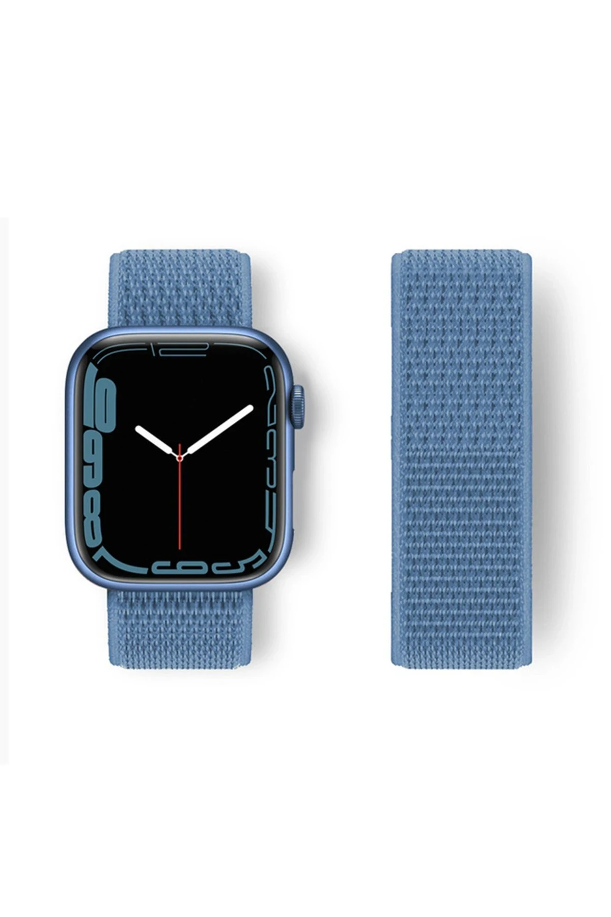 Newface Apple Watch 42mm Hasırlı Cırtcırtlı Kordon - Mavi