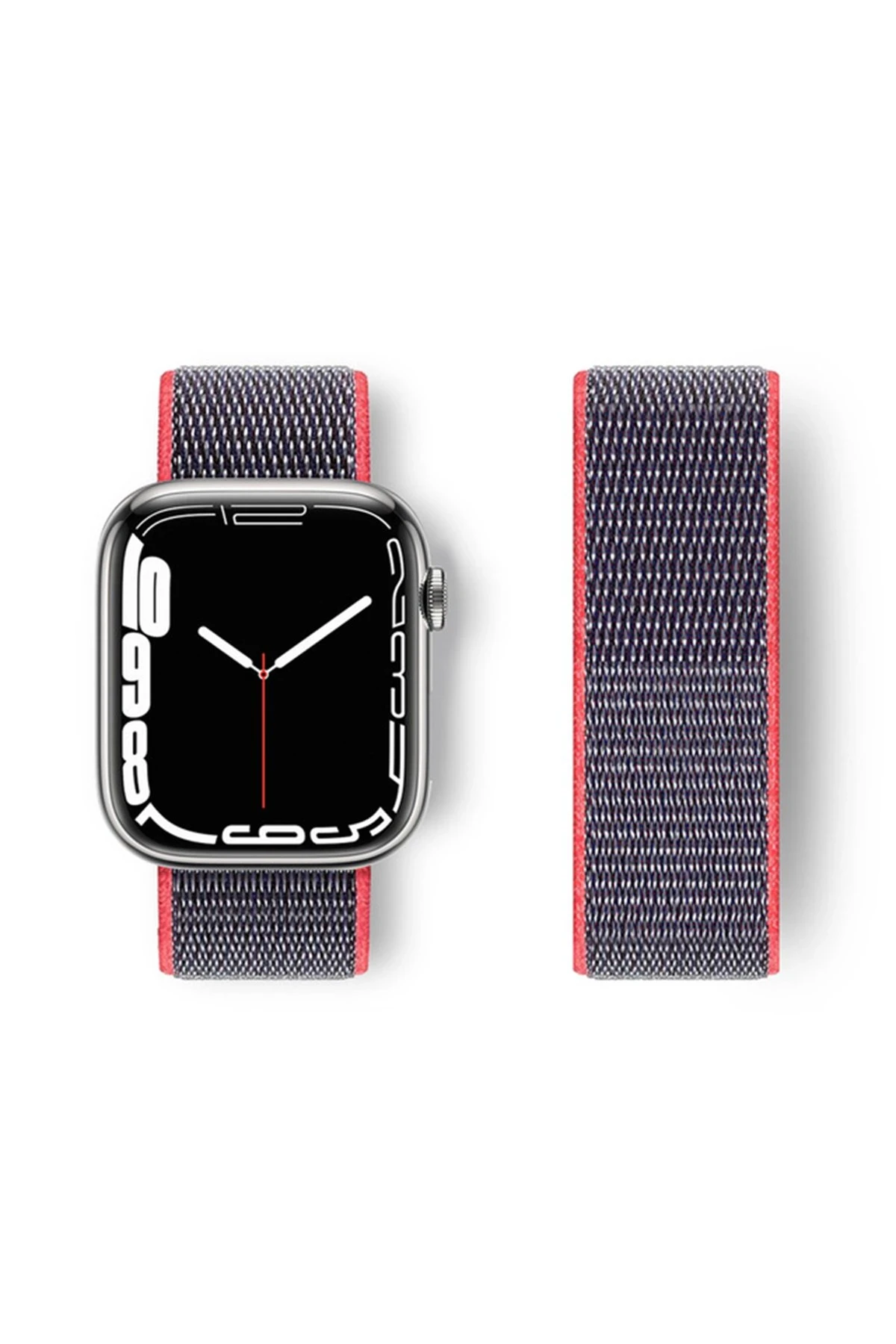 Newface Apple Watch 42mm Hasırlı Cırtcırtlı Kordon - Pembe