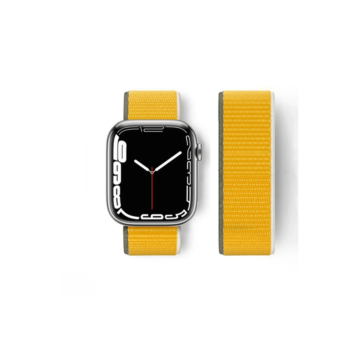 Newface Apple Watch 42mm Hasırlı Cırtcırtlı Kordon - Sarı