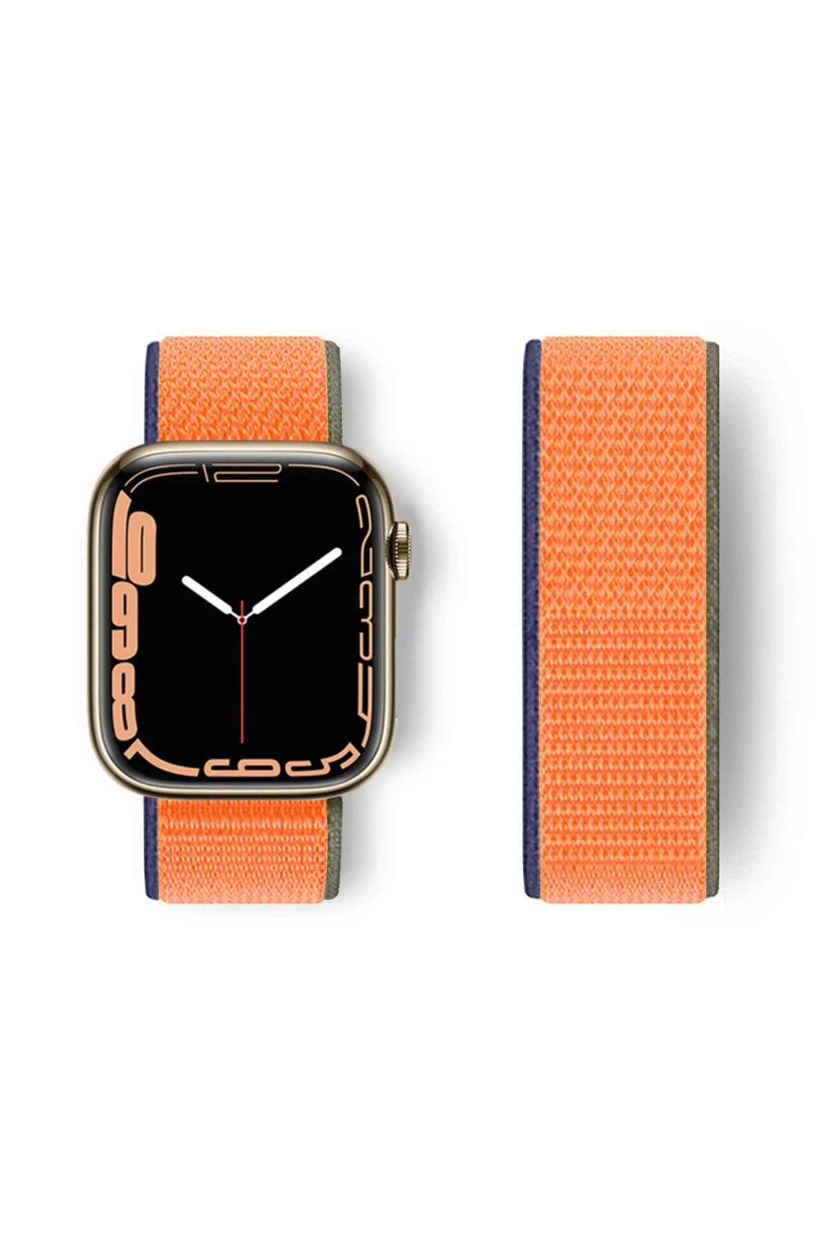 Newface Apple Watch 42mm Hasırlı Cırtcırtlı Kordon - Turuncu