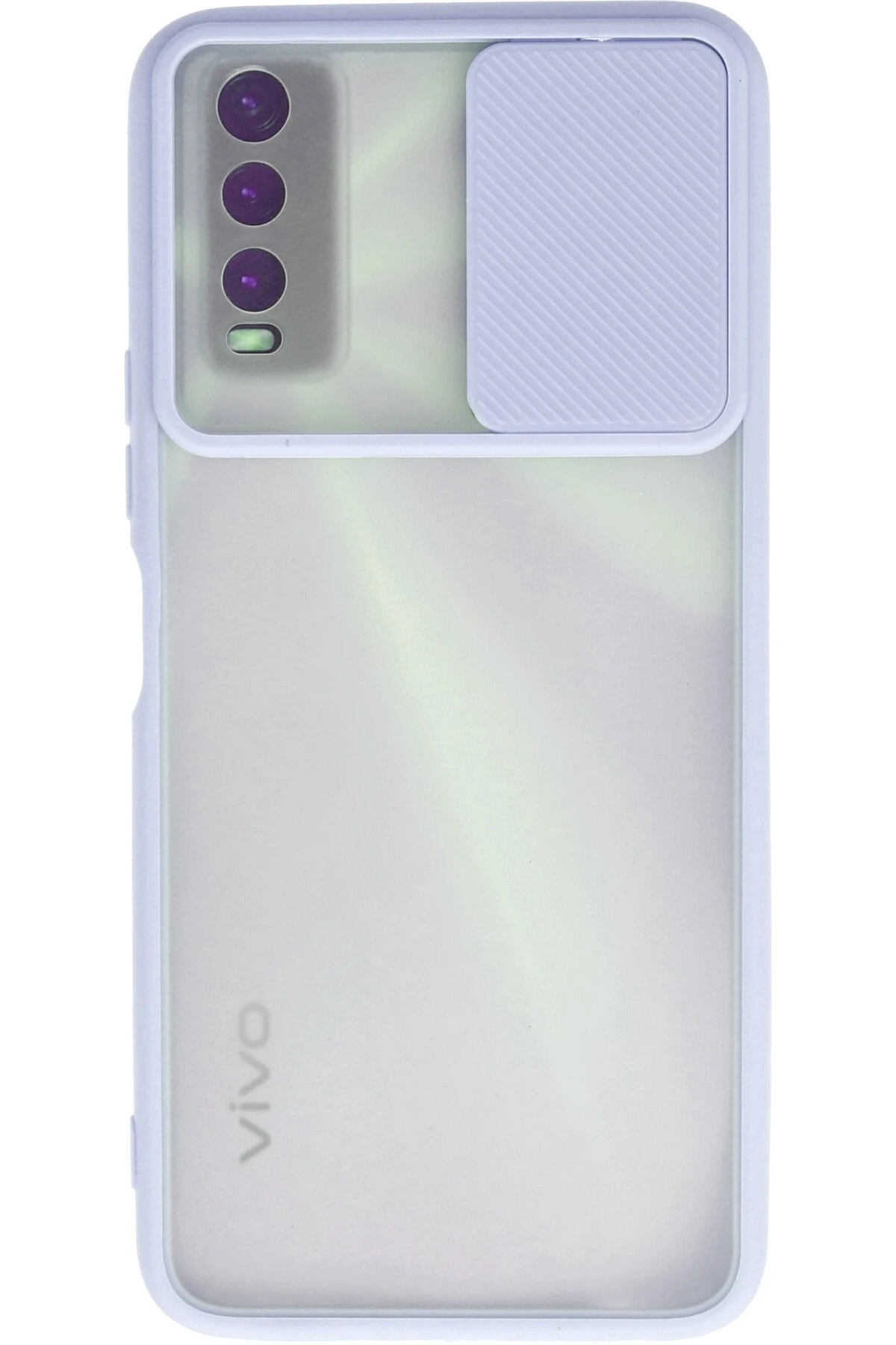 Newface Vivo Y11S Kılıf Palm Buzlu Kamera Sürgülü Silikon - Lila