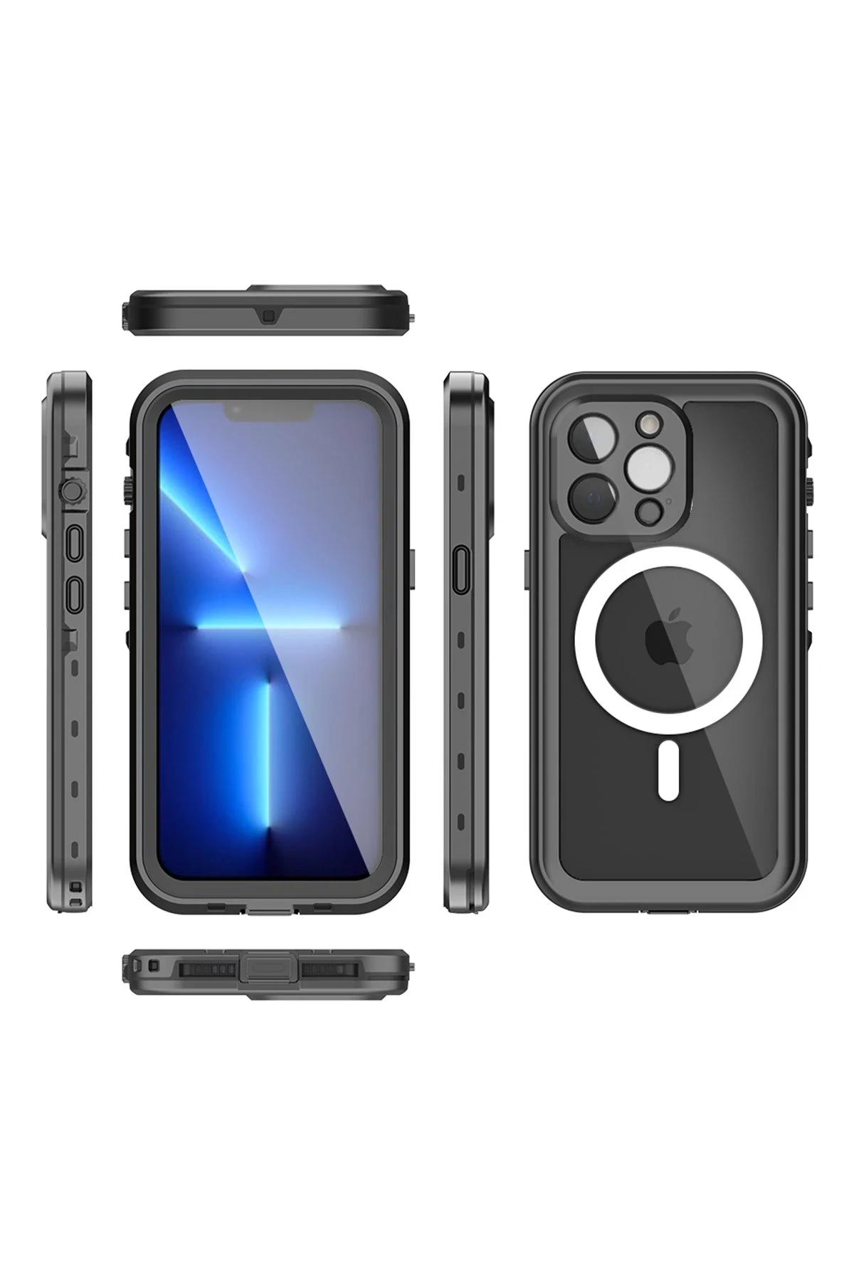 Newface Apple iPhone 13 Pro Kılıf Red Pepper Magneticsafe Su Geçirmez Kılıf - Siyah-Gri — görsel 4