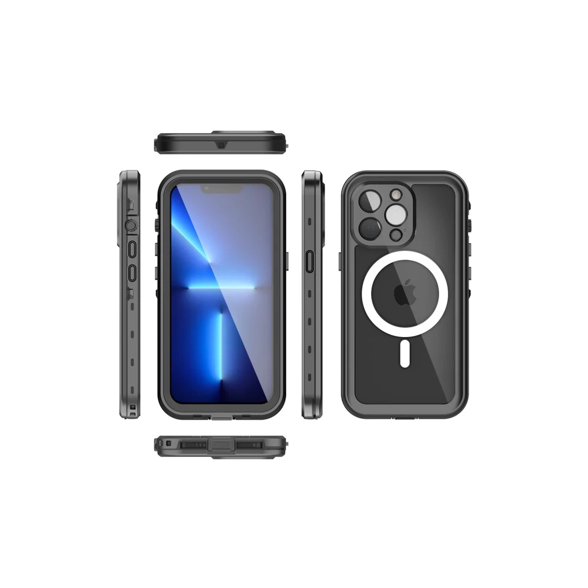 Newface Apple iPhone 13 Pro Kılıf Red Pepper Magneticsafe Su Geçirmez Kılıf - Siyah-Gri — görsel 8