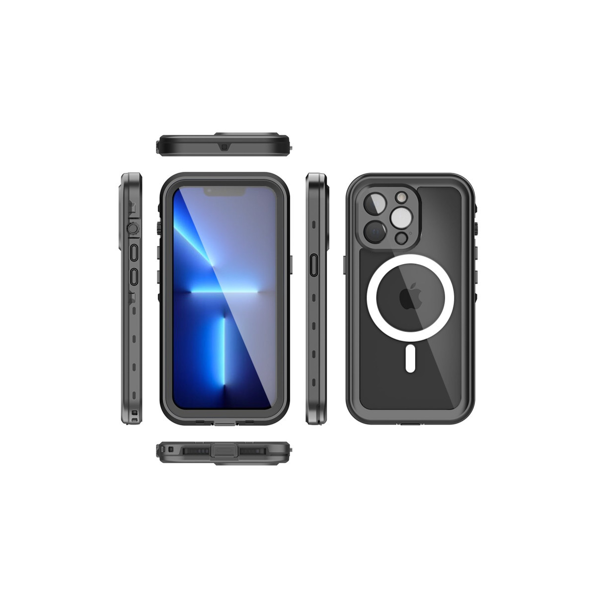 Newface Apple iPhone 13 Pro Kılıf Red Pepper Magneticsafe Su Geçirmez Kılıf - Siyah-Gri — görsel 12
