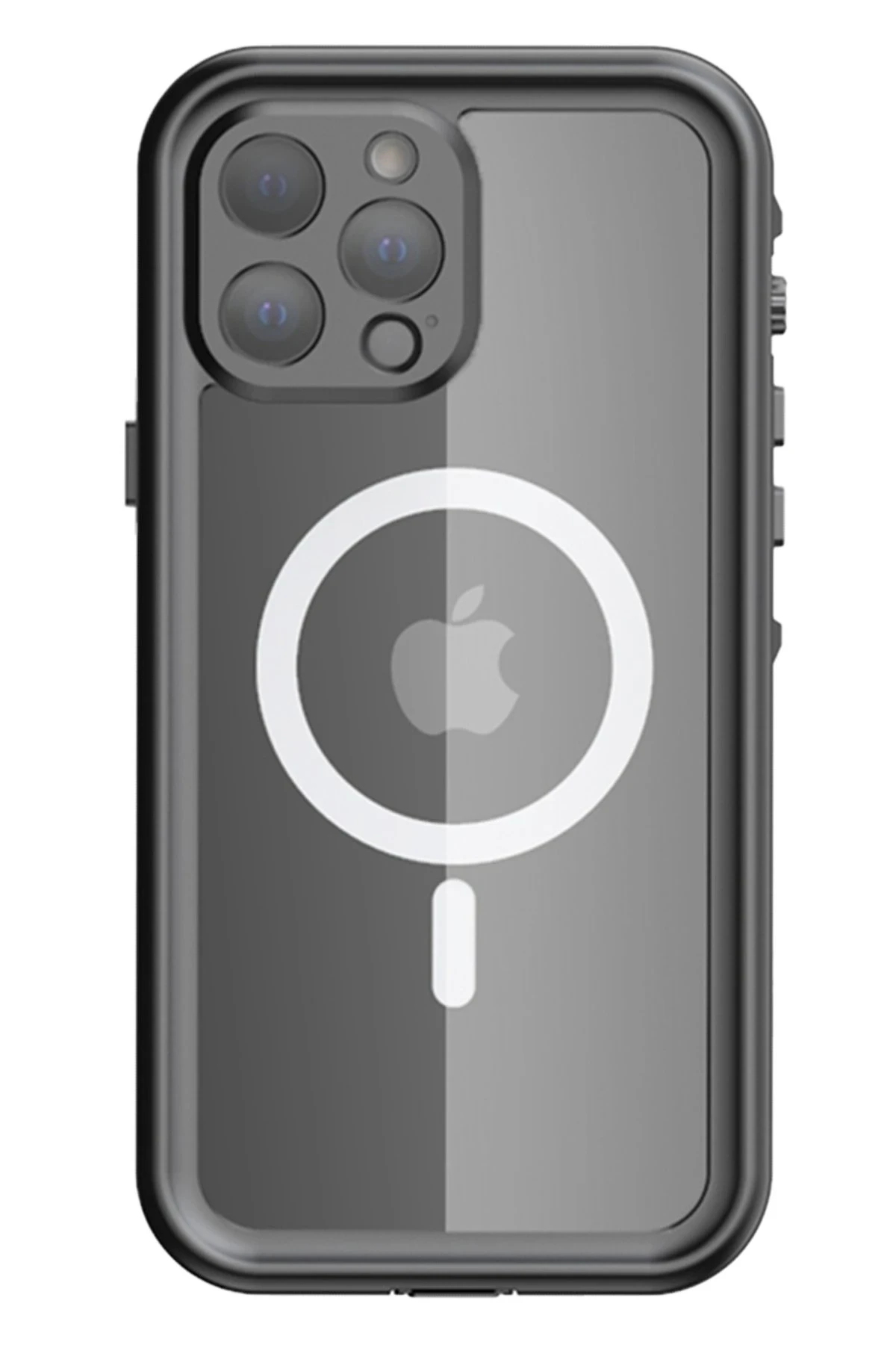 Newface Apple iPhone 13 Pro Max Kılıf Red Pepper Magneticsafe Su Geçirmez Kılıf - Siyah-Gri
