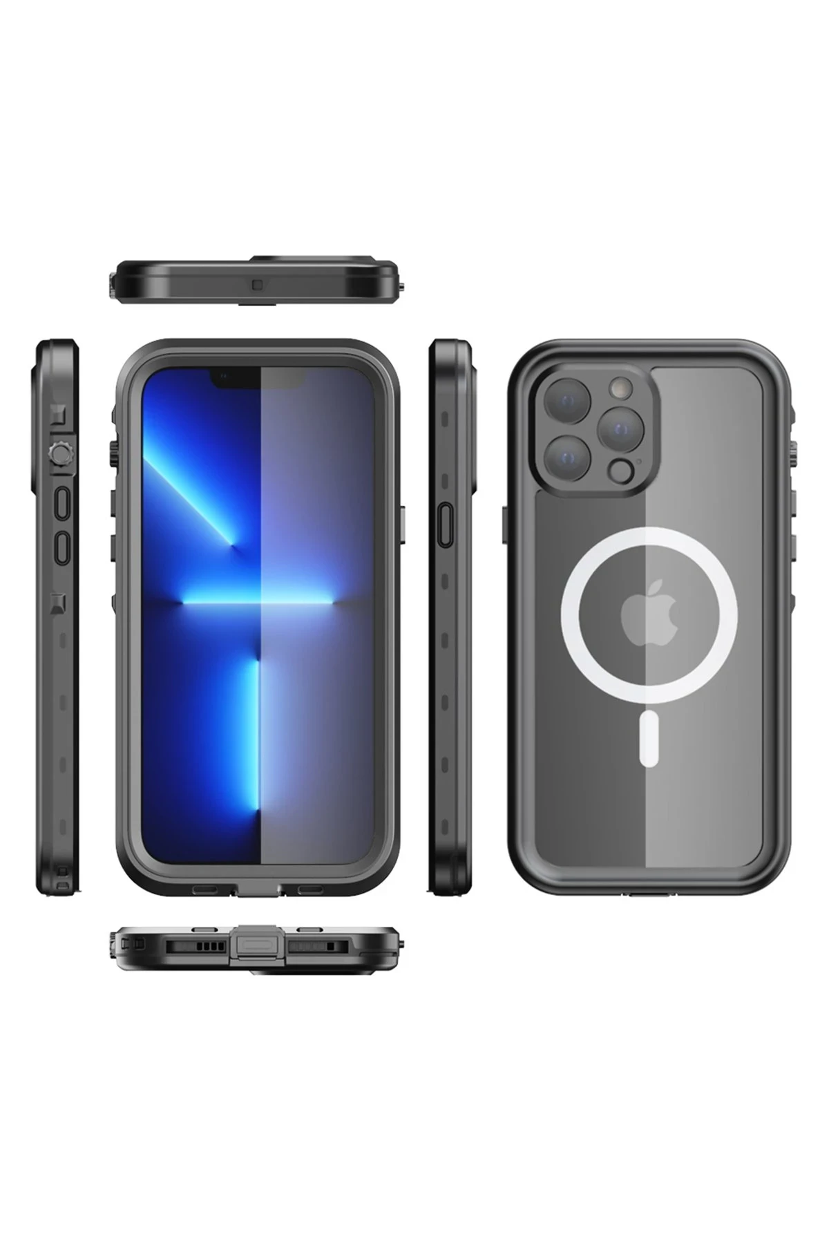 Newface Apple iPhone 13 Pro Max Kılıf Red Pepper Magneticsafe Su Geçirmez Kılıf - Siyah-Gri — görsel 4