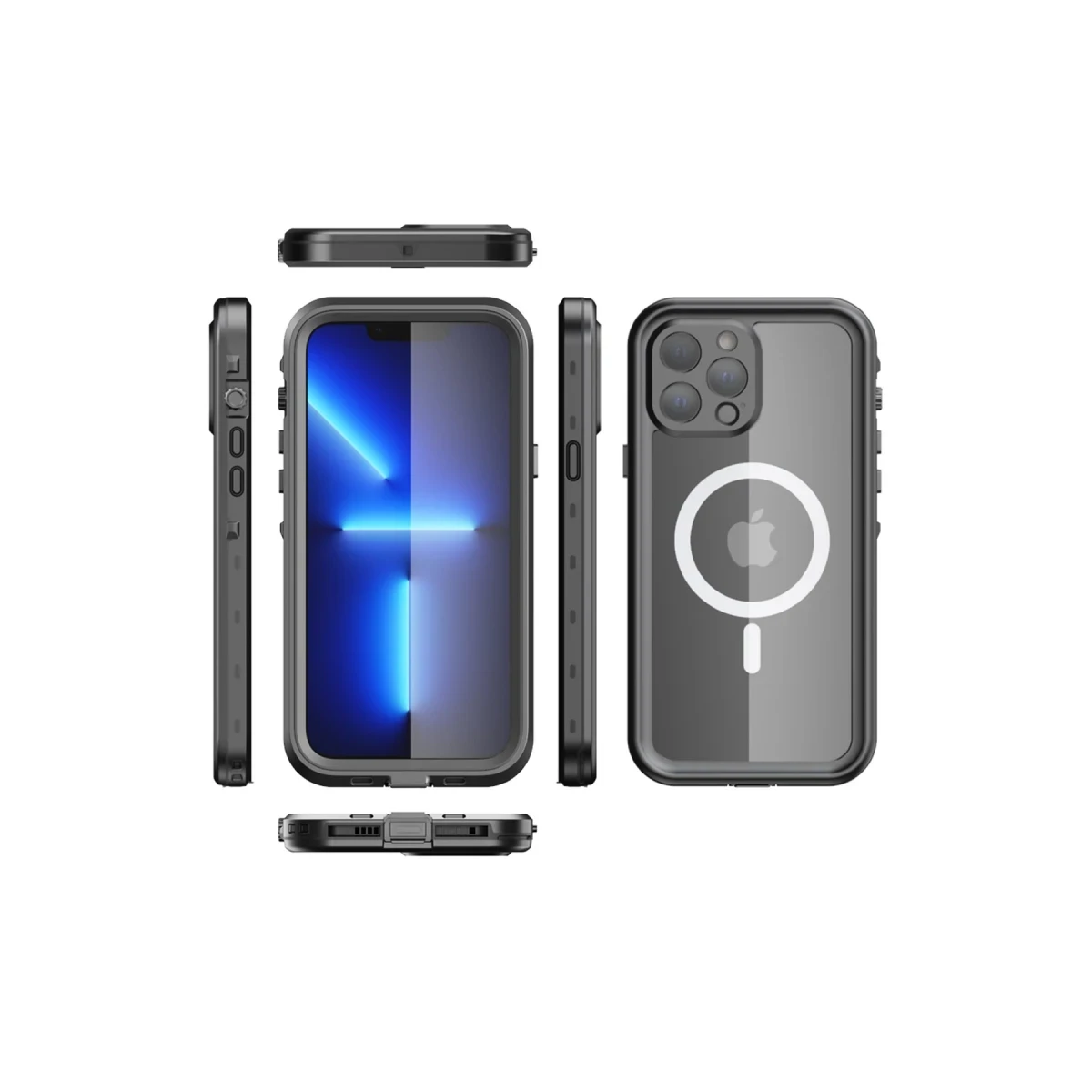 Newface Apple iPhone 13 Pro Max Kılıf Red Pepper Magneticsafe Su Geçirmez Kılıf - Siyah-Gri — görsel 8