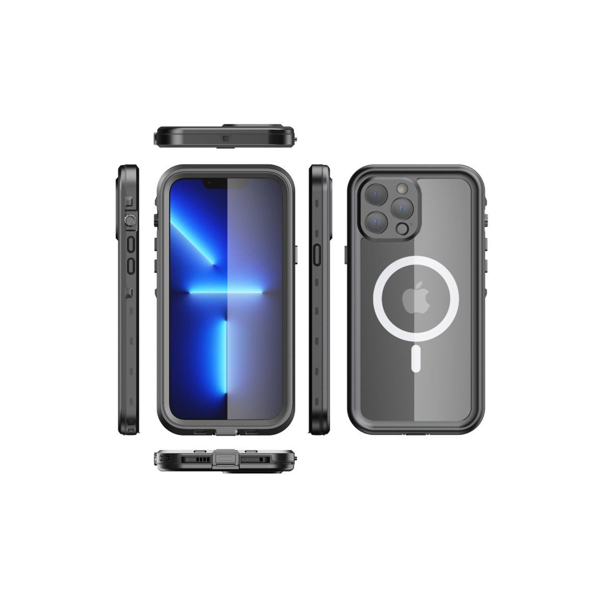 Newface Apple iPhone 13 Pro Max Kılıf Red Pepper Magneticsafe Su Geçirmez Kılıf - Siyah-Gri — görsel 12