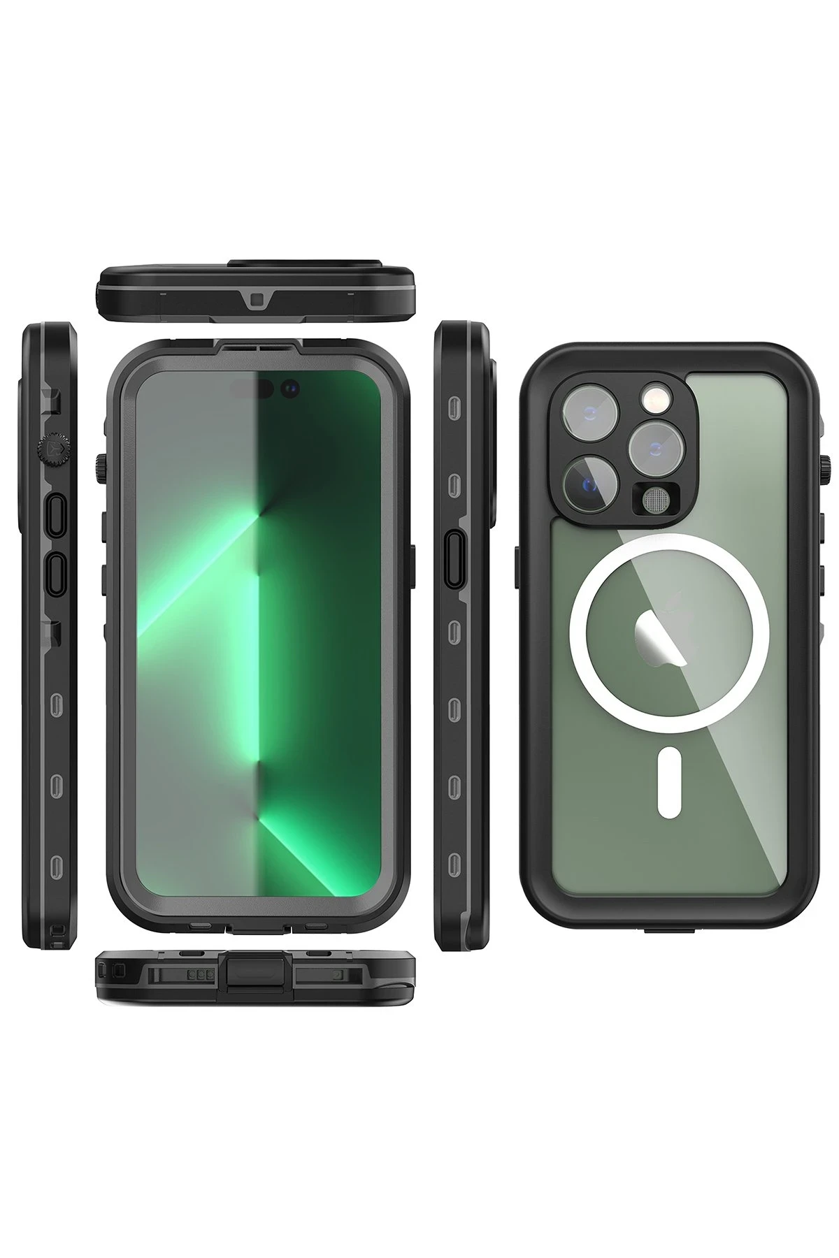 Newface Apple iPhone 14 Pro Kılıf Red Pepper Magneticsafe Su Geçirmez Kılıf - Siyah-Gri — görsel 3