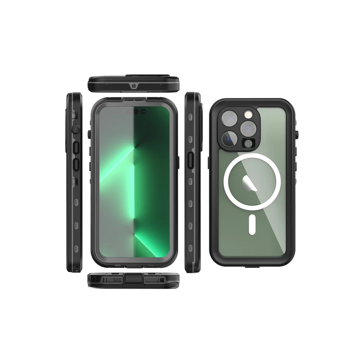 Newface Apple iPhone 14 Pro Kılıf Red Pepper Magneticsafe Su Geçirmez Kılıf - Siyah-Gri — görsel 7